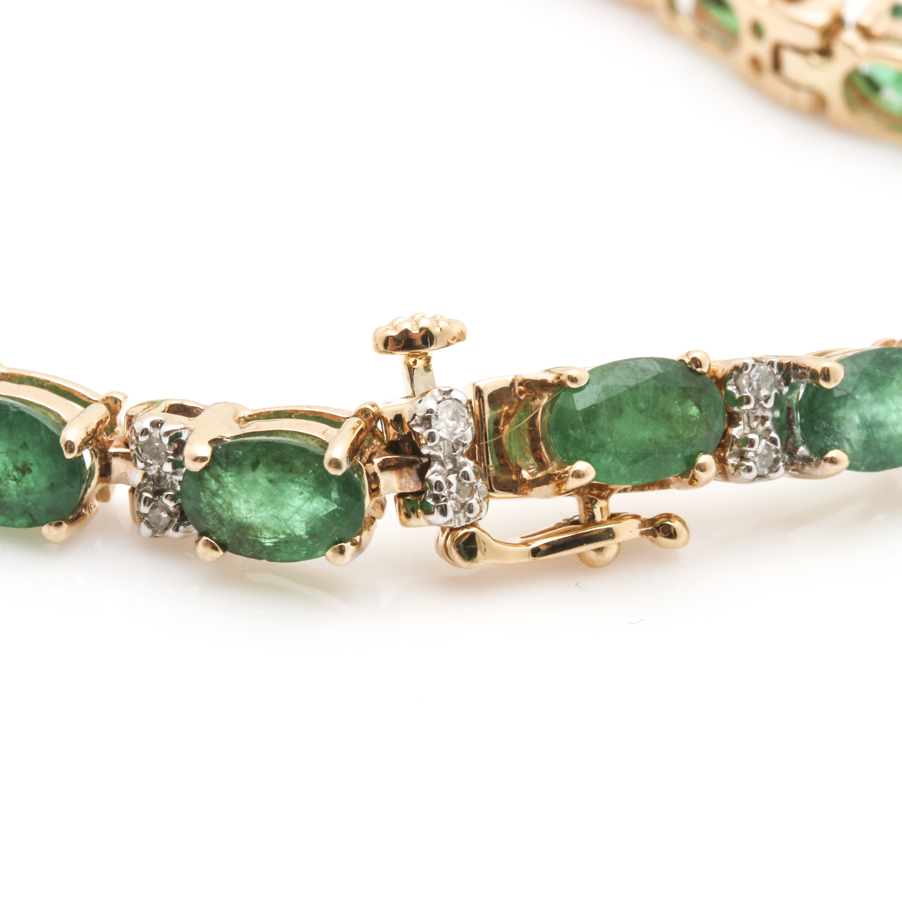 14K Yellow Gold 9.20 CTW Emerald and Diamond Bracelet