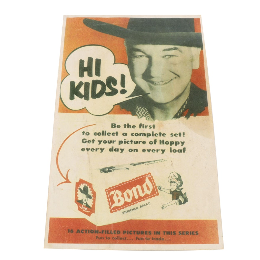 Vintage Hopalong Cassidy for Bond Enriched Bread Poster