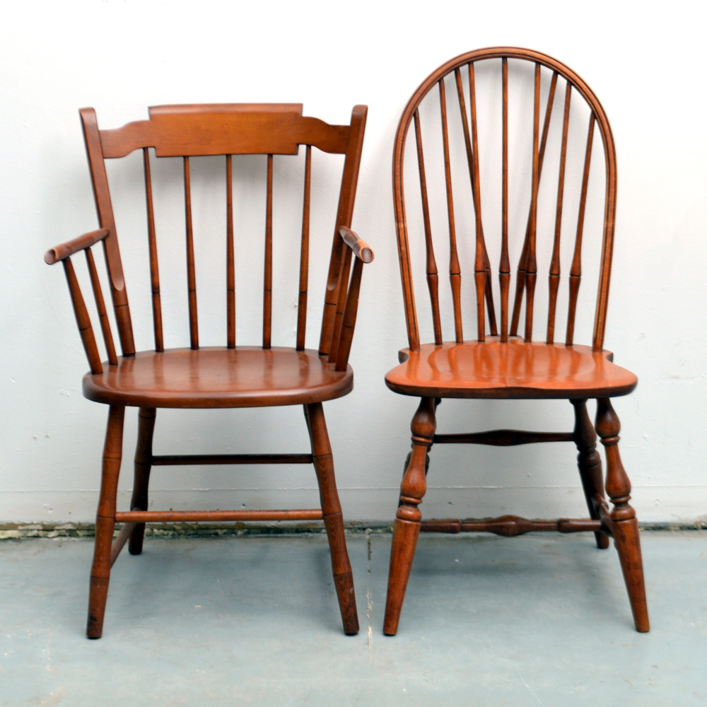 Two Maple Spindle Back Chairs