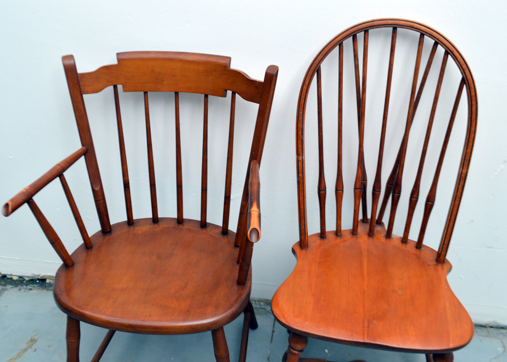 Two Maple Spindle Back Chairs