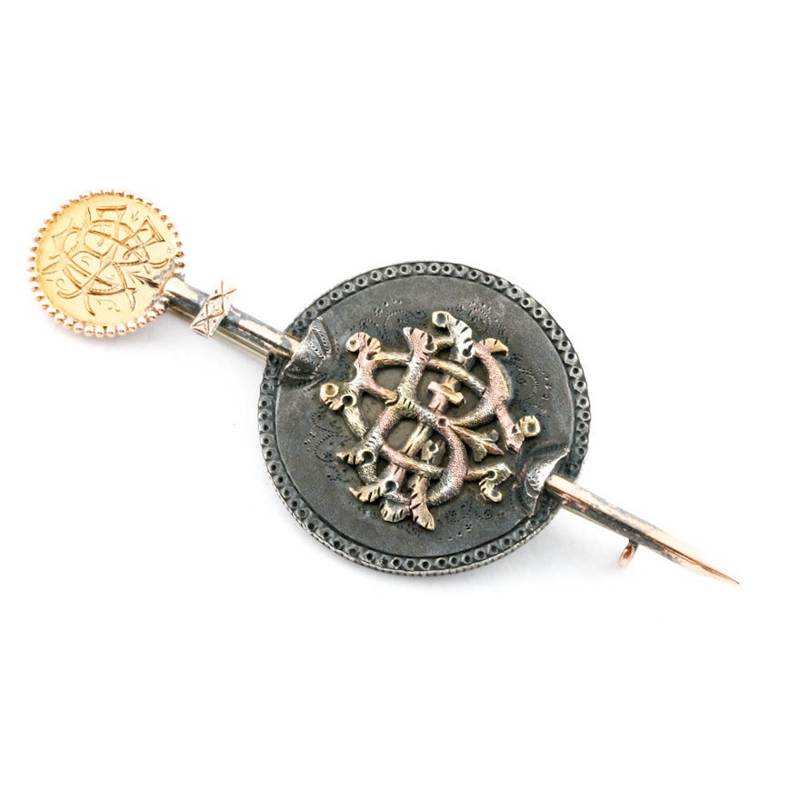 Victorian Gold and Silver Coins "Love Token" Brooch