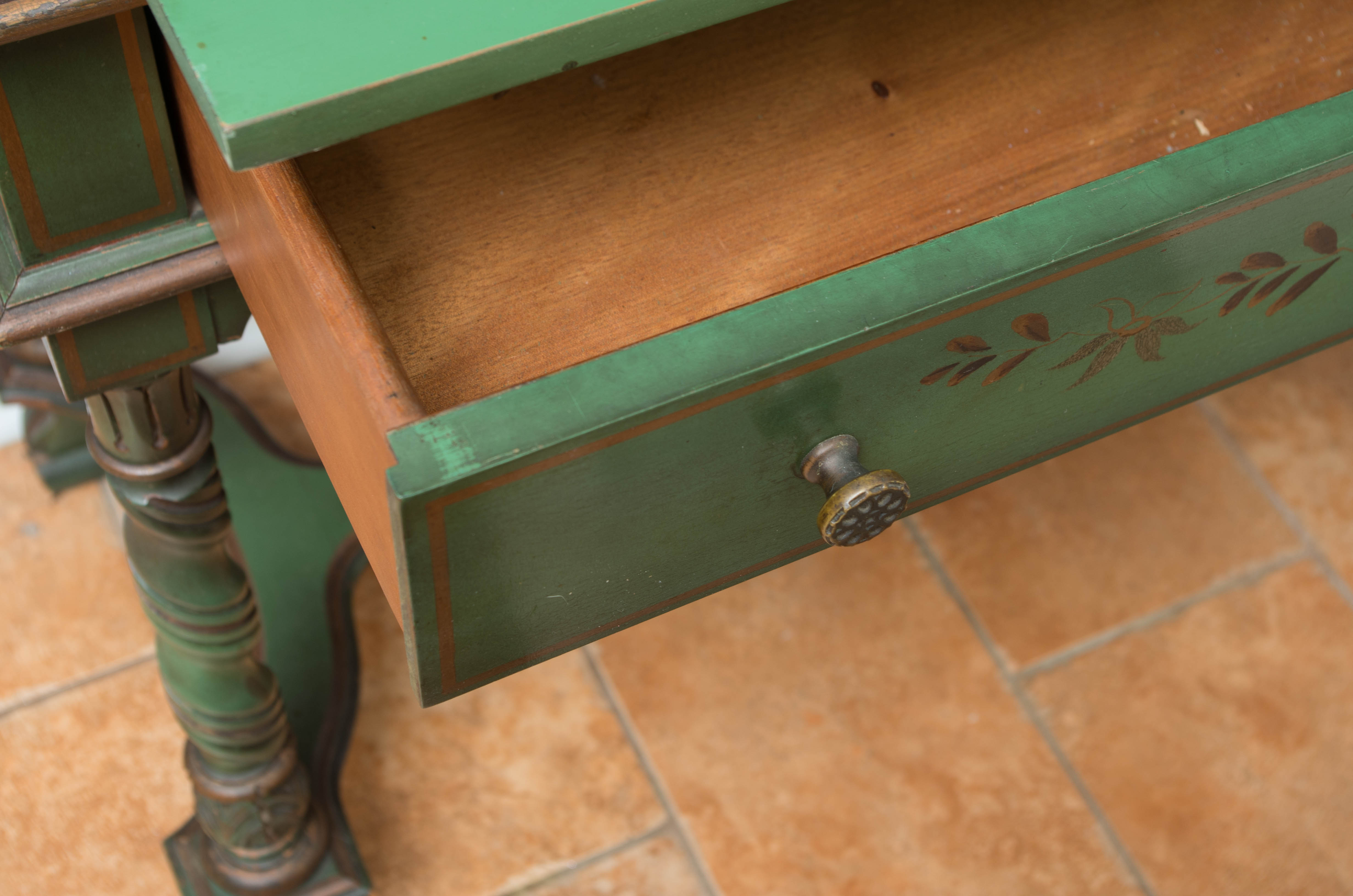 Vintage Hand Painted Chinoiserie Cabinet On Stand