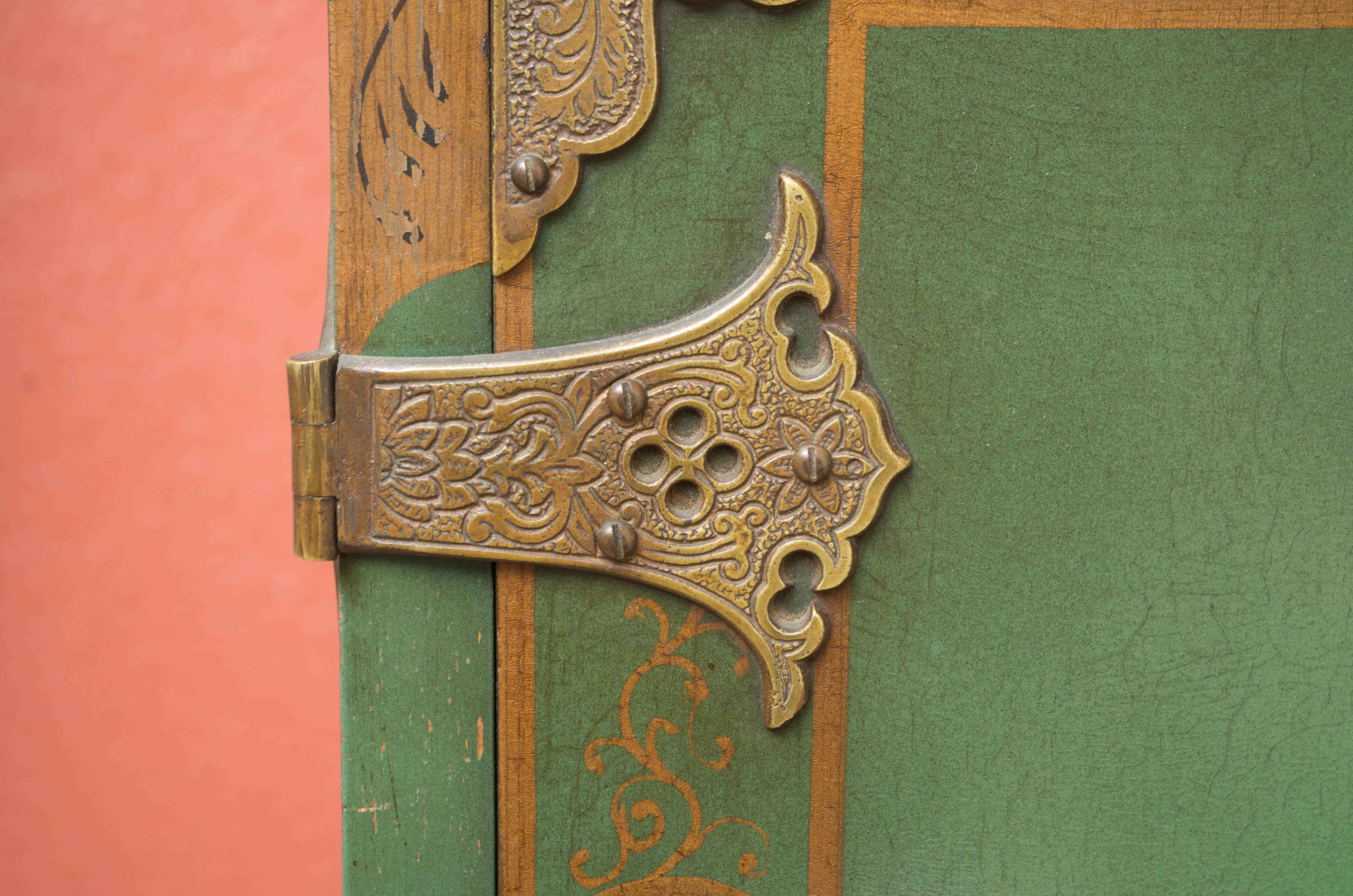 Vintage Hand Painted Chinoiserie Cabinet On Stand