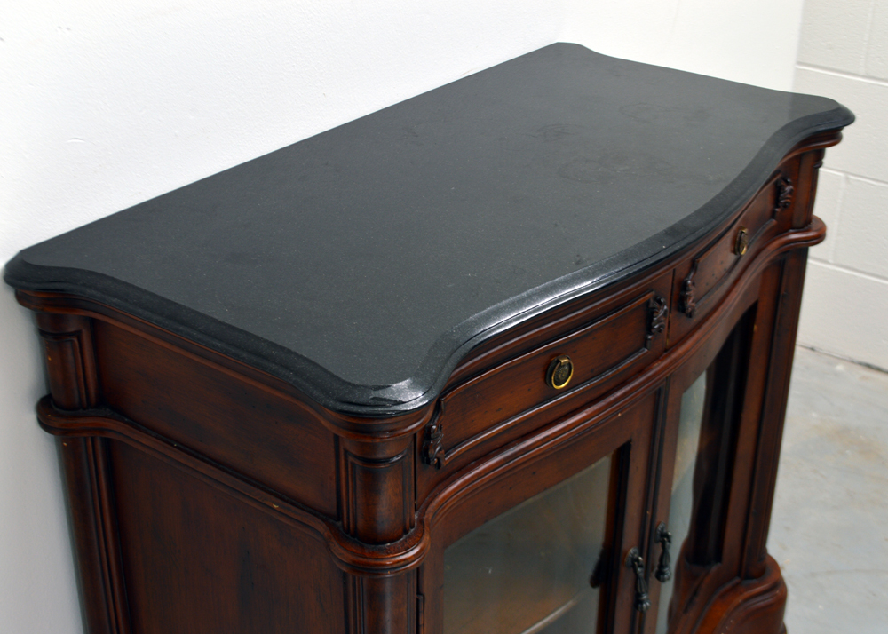 Granite Topped Serpentine Cherry Cabinet