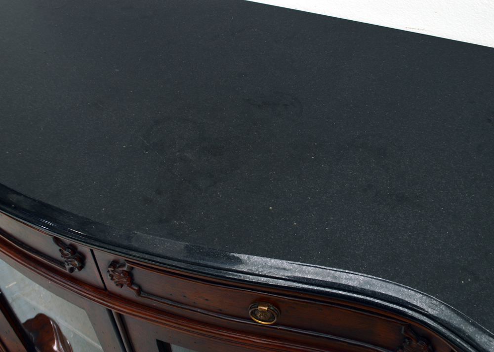 Granite Topped Serpentine Cherry Cabinet