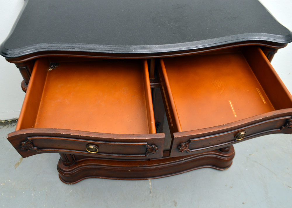 Granite Topped Serpentine Cherry Cabinet
