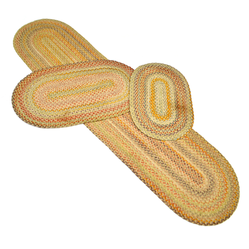 Three Oval Braided Wool Area Rugs