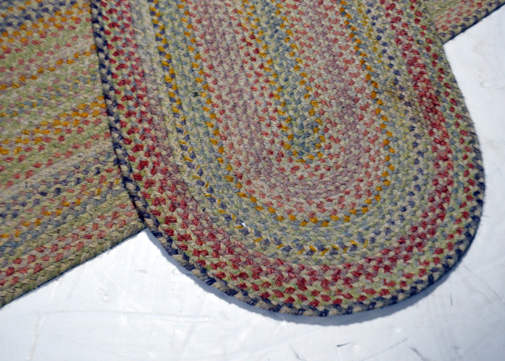 Three Oval Braided Wool Area Rugs