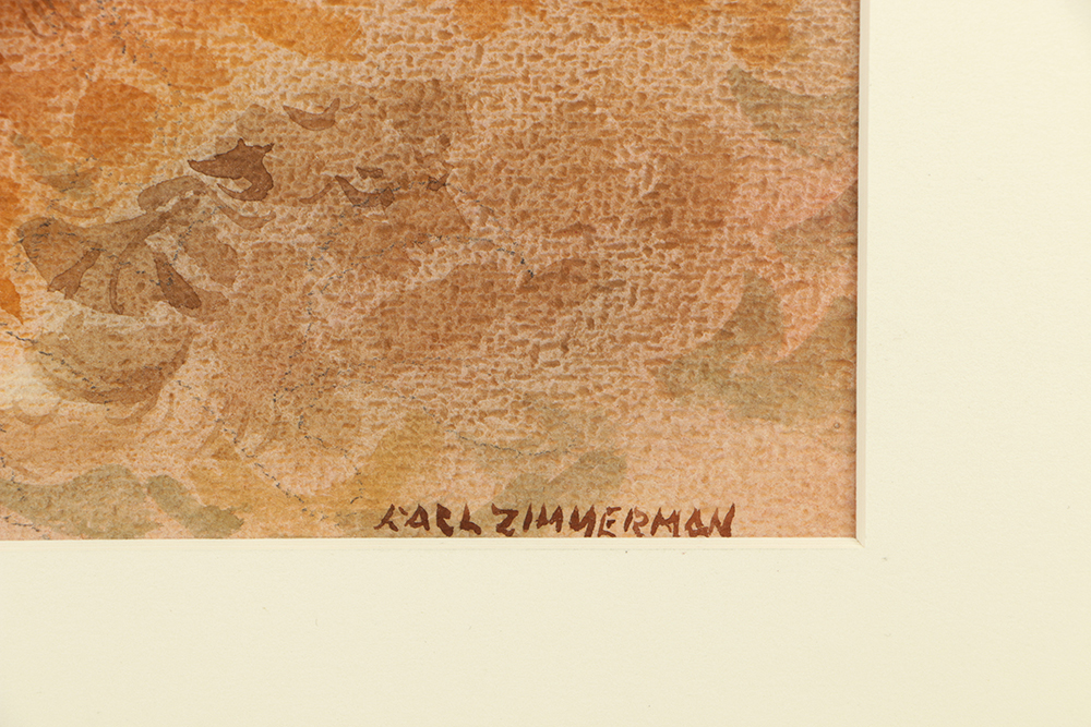 Carl Zimmerman Watercolor of a Stream