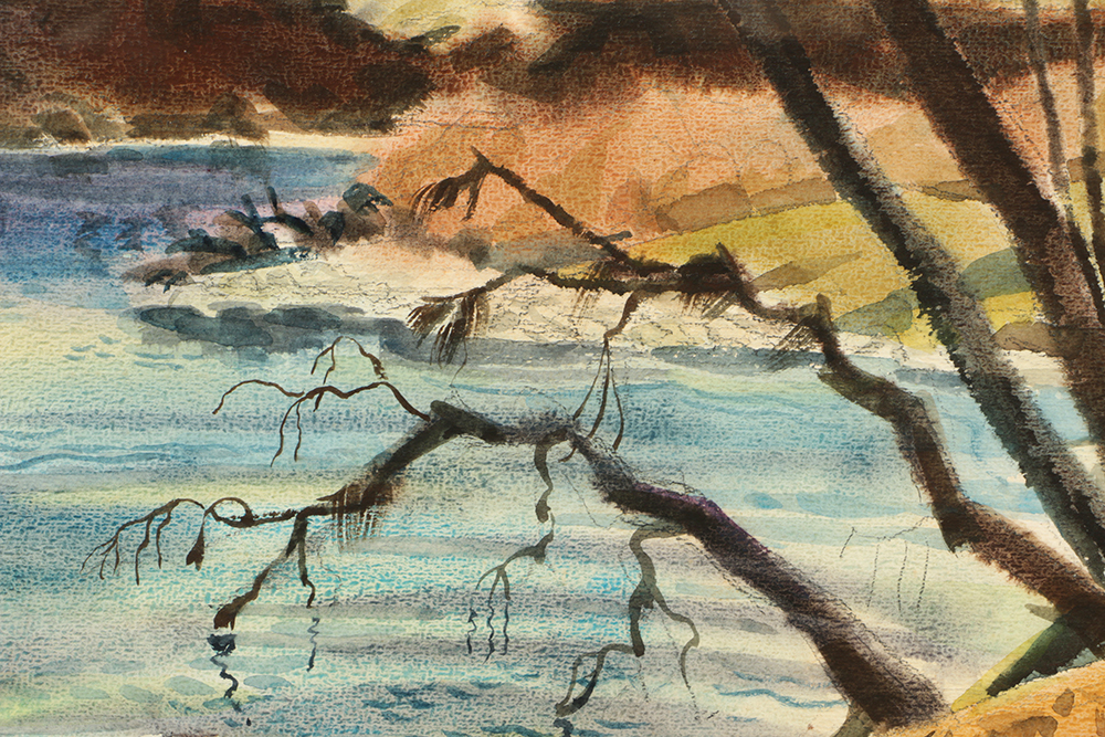 Carl Zimmerman Watercolor of a Stream