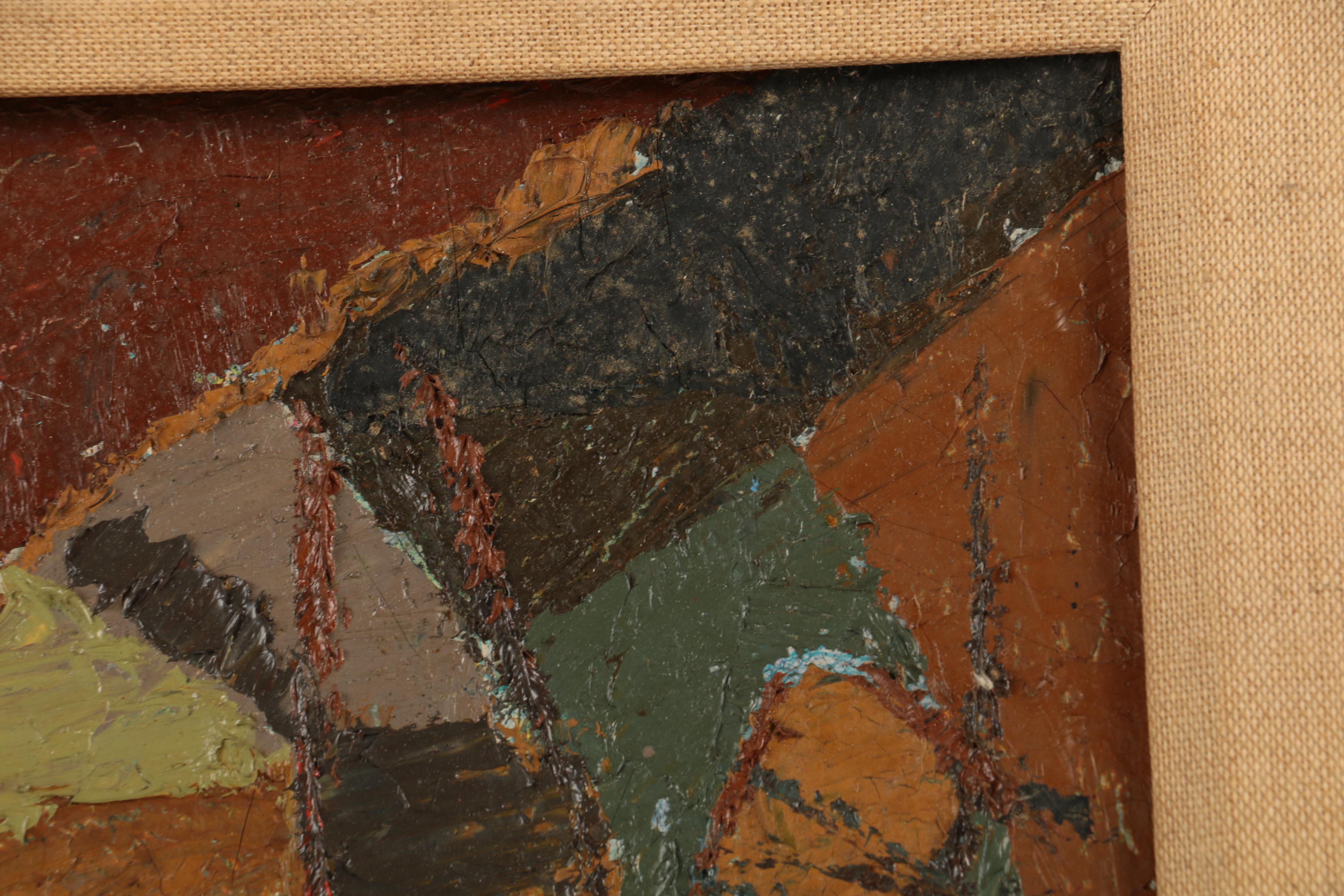 Ayo Ajayi Oil Painting on Board "Musicians"