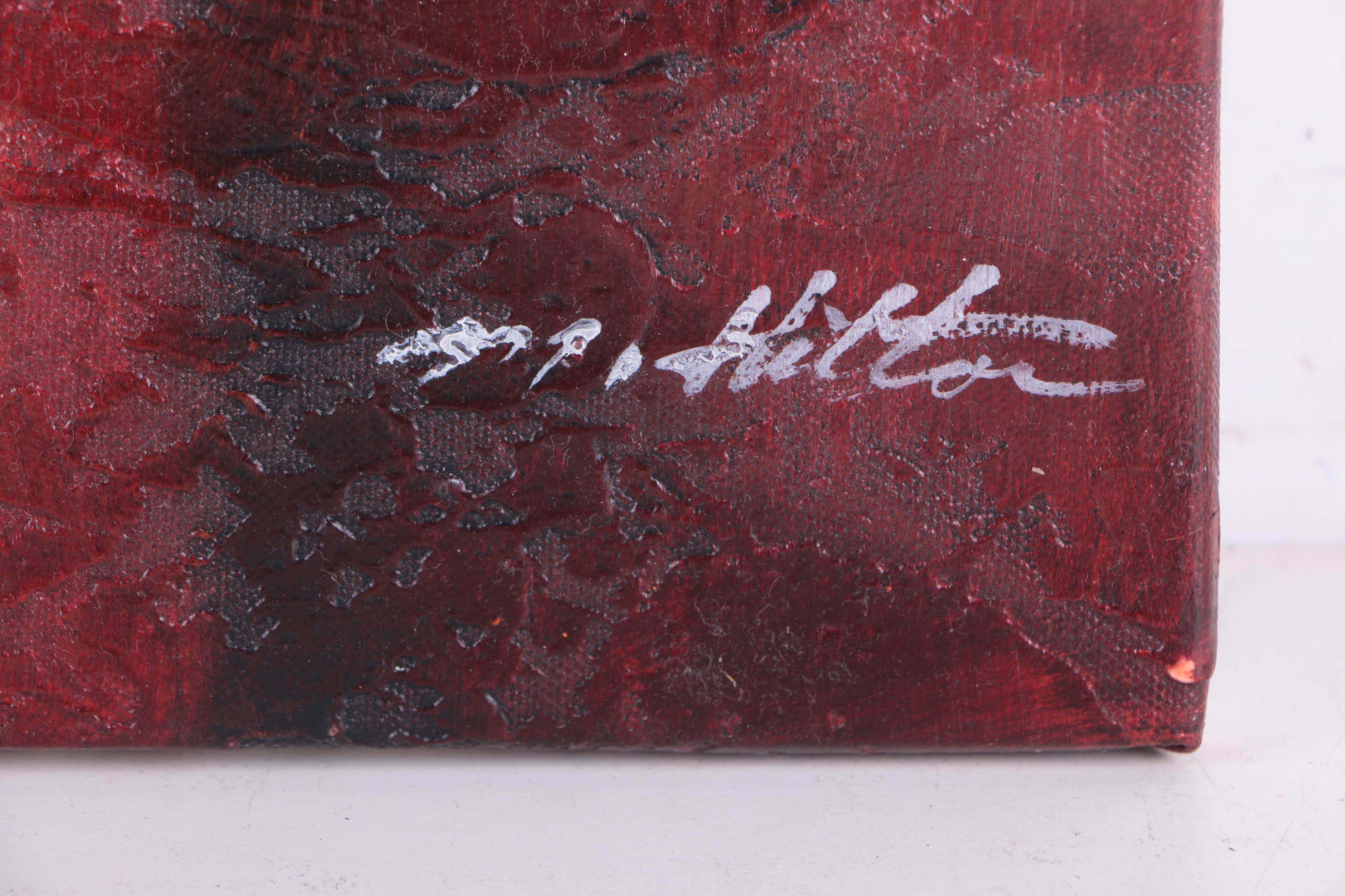 M. Hilton Oil Painting on Canvas of Abstract Embracing Figures