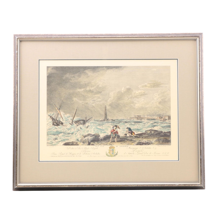 Hand-colored Lithograph after an Etching of Shipwreck