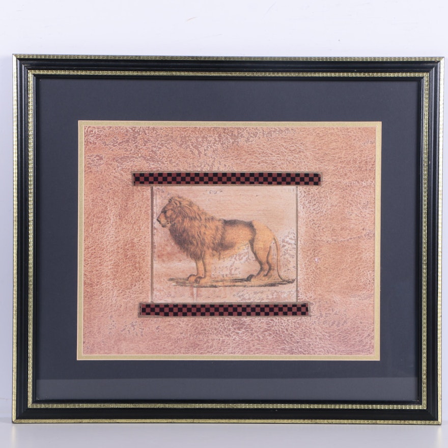 Framed Offset Lithograph of African Lion