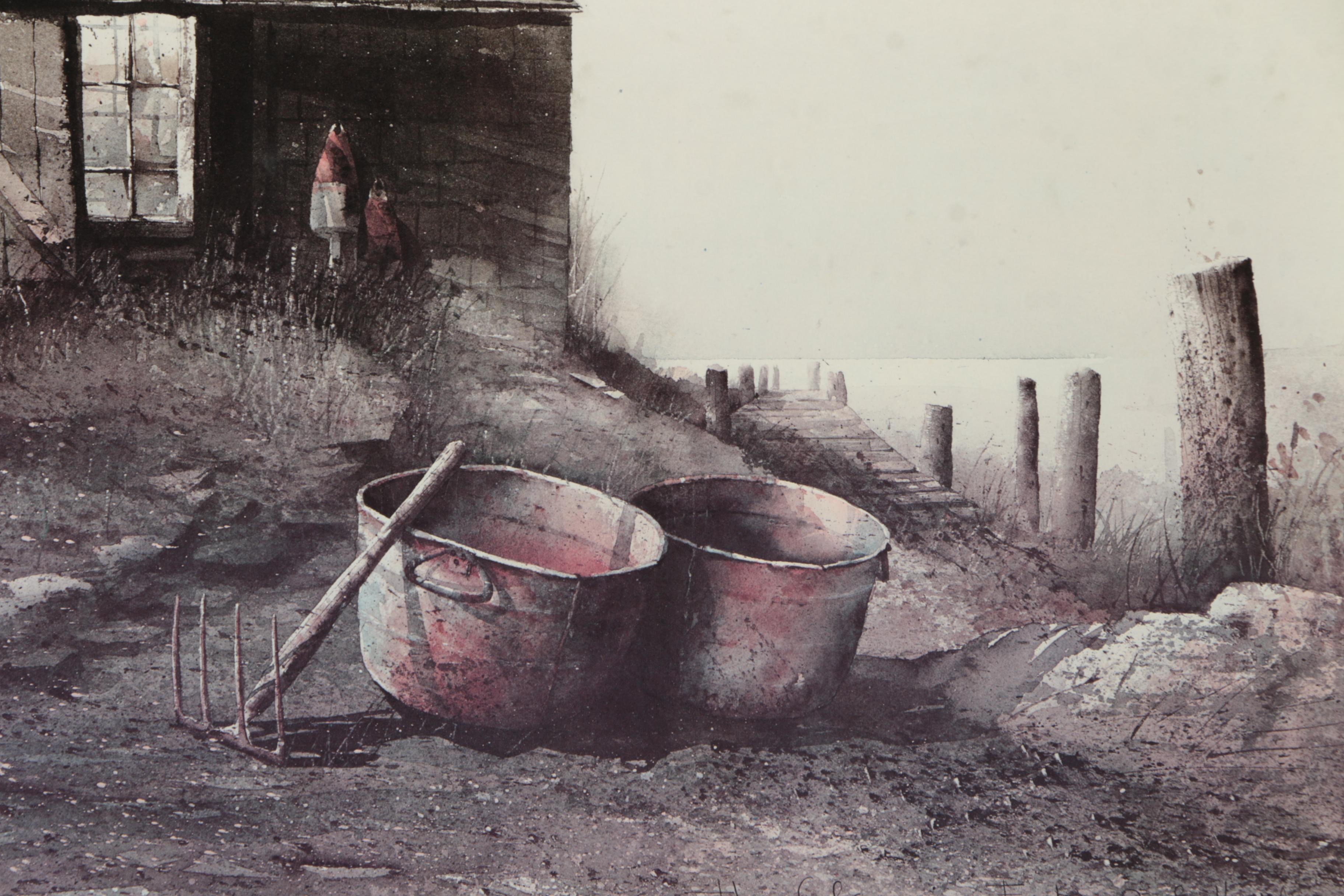 Hubert Shuptrine Limited Edition Offset Lithograph of a Coastal Scene