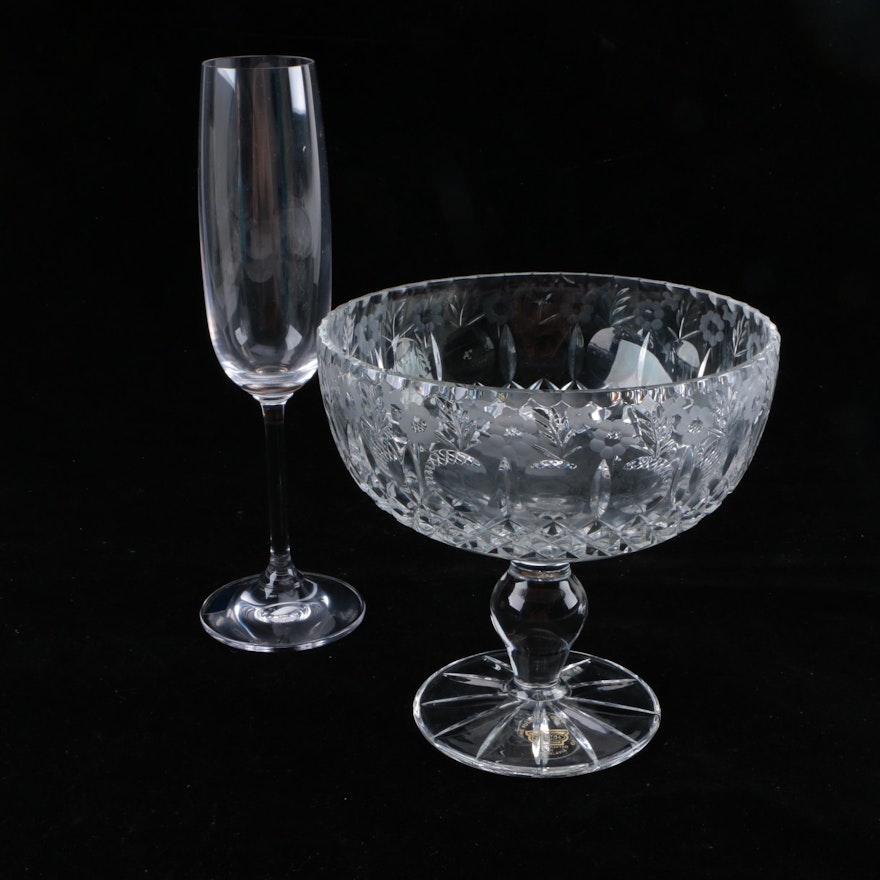 Marquis by Waterford Crystal Champagne Flute and Kristal Samobor Crystal Candy Dish
