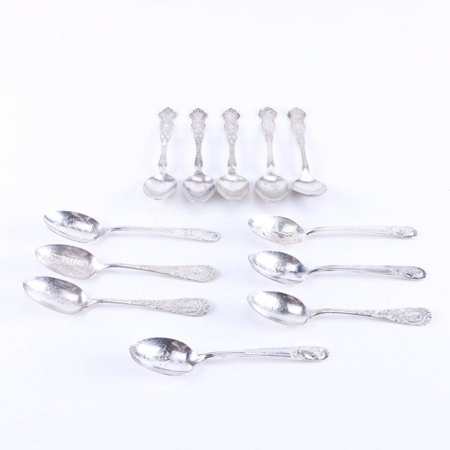 Collection of Silver-Plated Commemorative and Souvenir Spoons