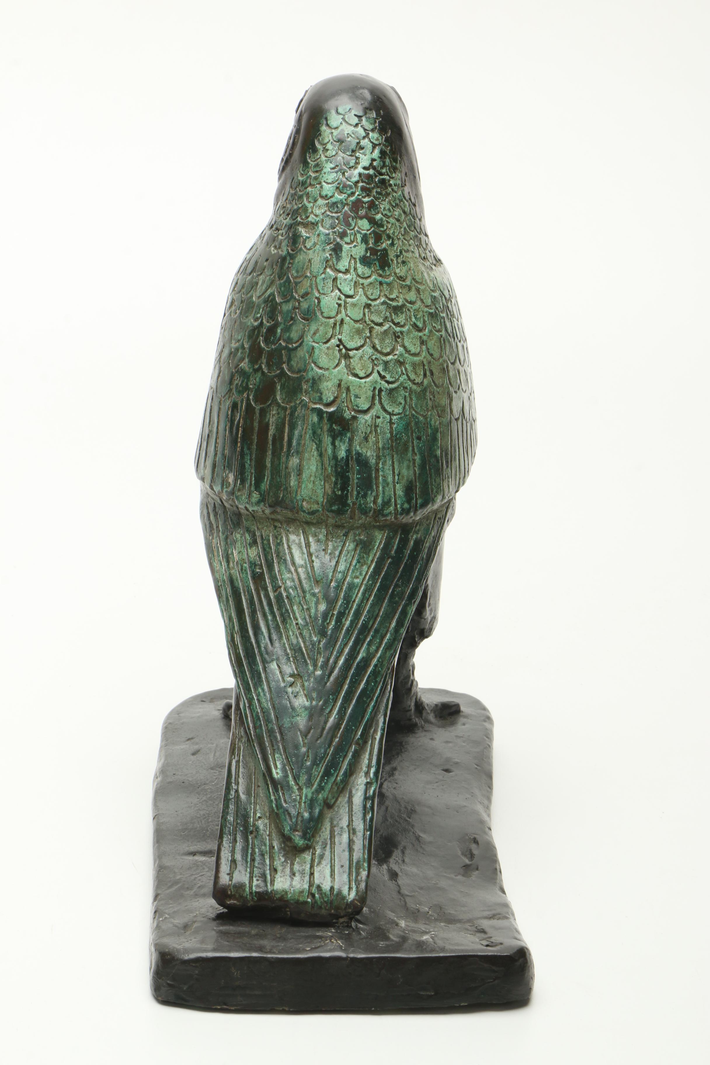 Egyptian Inspired Copper Alloy Horus Falcon Sculpture