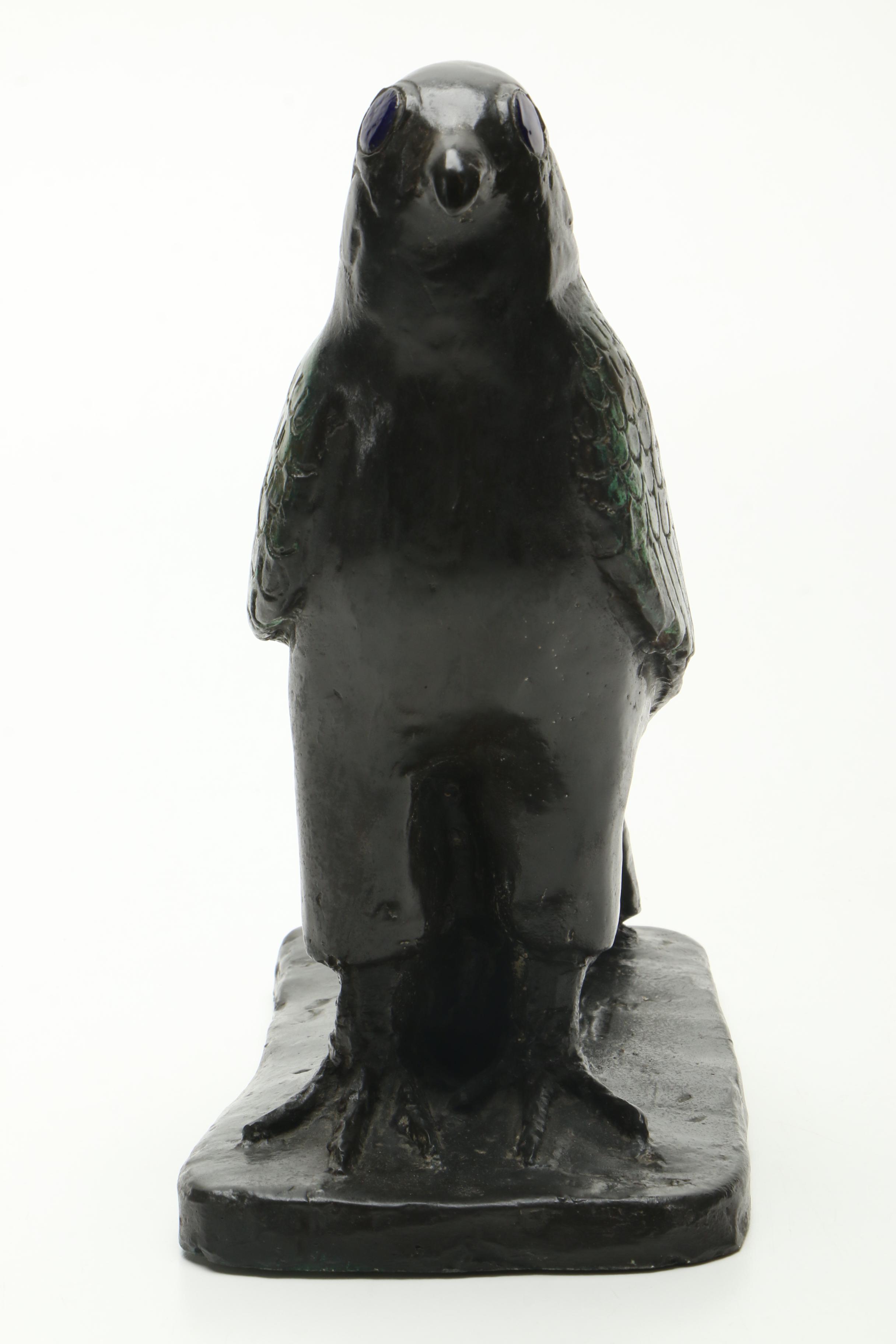 Egyptian Inspired Copper Alloy Horus Falcon Sculpture