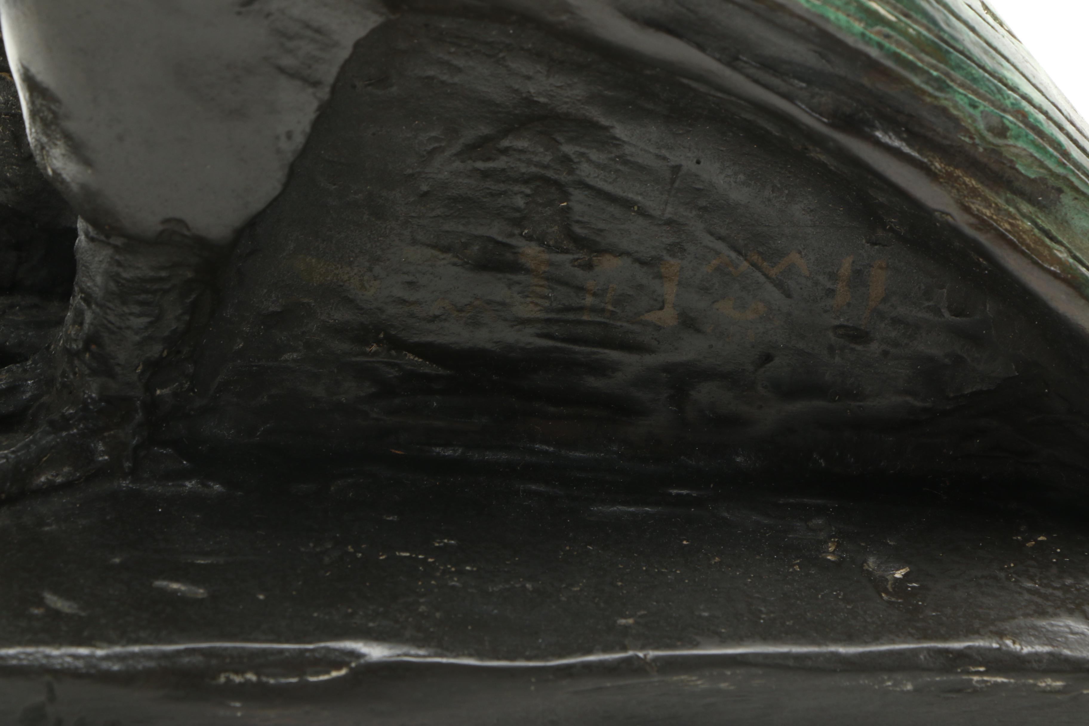 Egyptian Inspired Copper Alloy Horus Falcon Sculpture