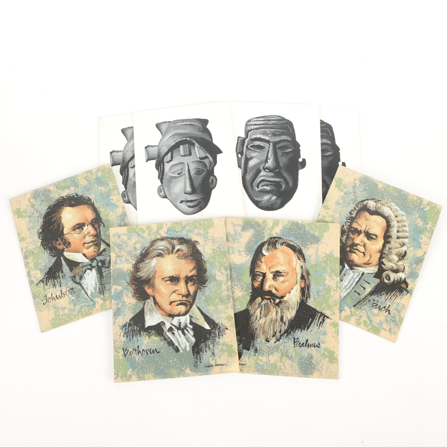 Mark Coomer Serigraphs of Composers and Masks