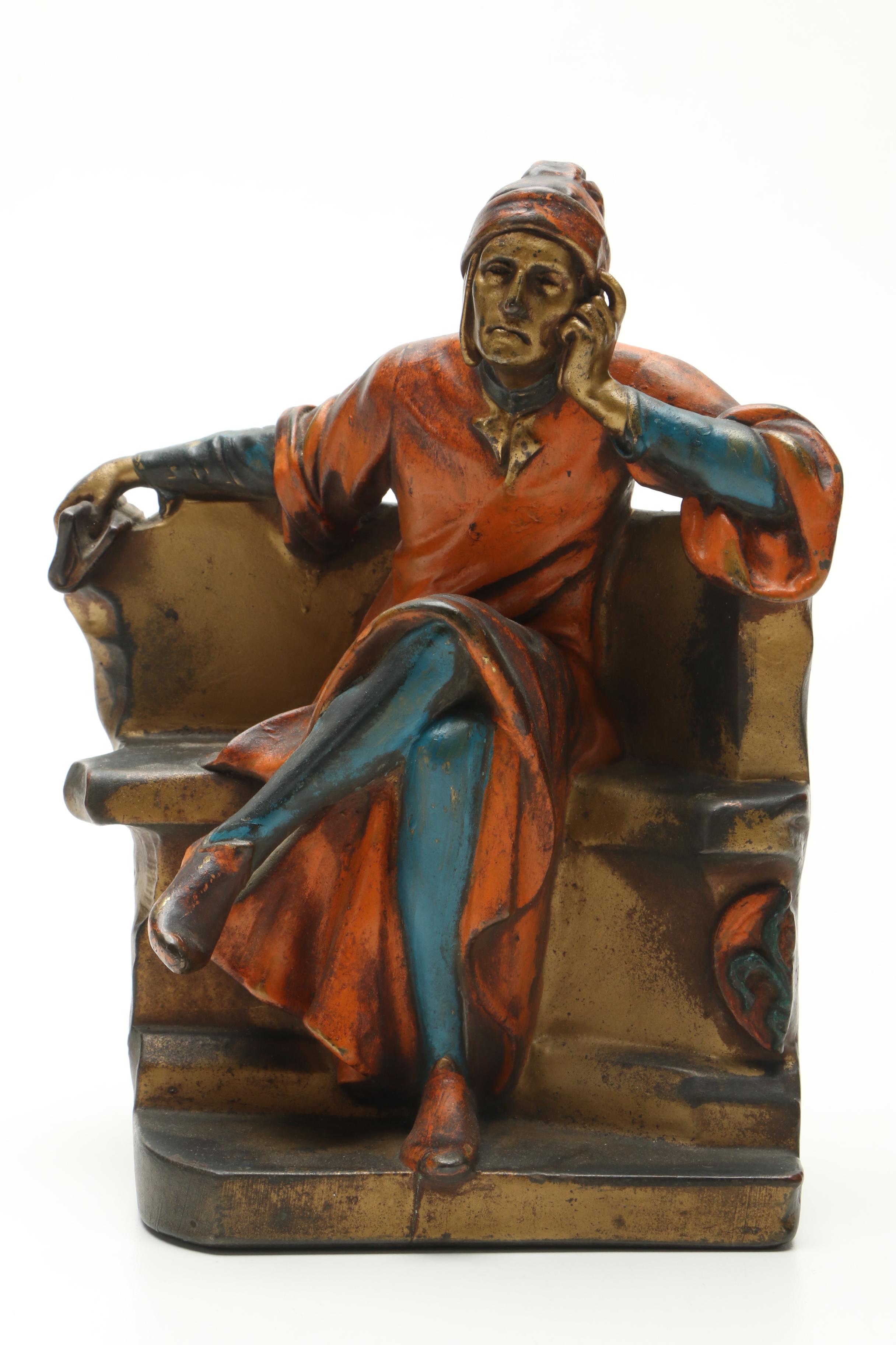 Mid Century P. Mori and Sons Copper Alloy Figure After Mantarani "Dante Sitting"