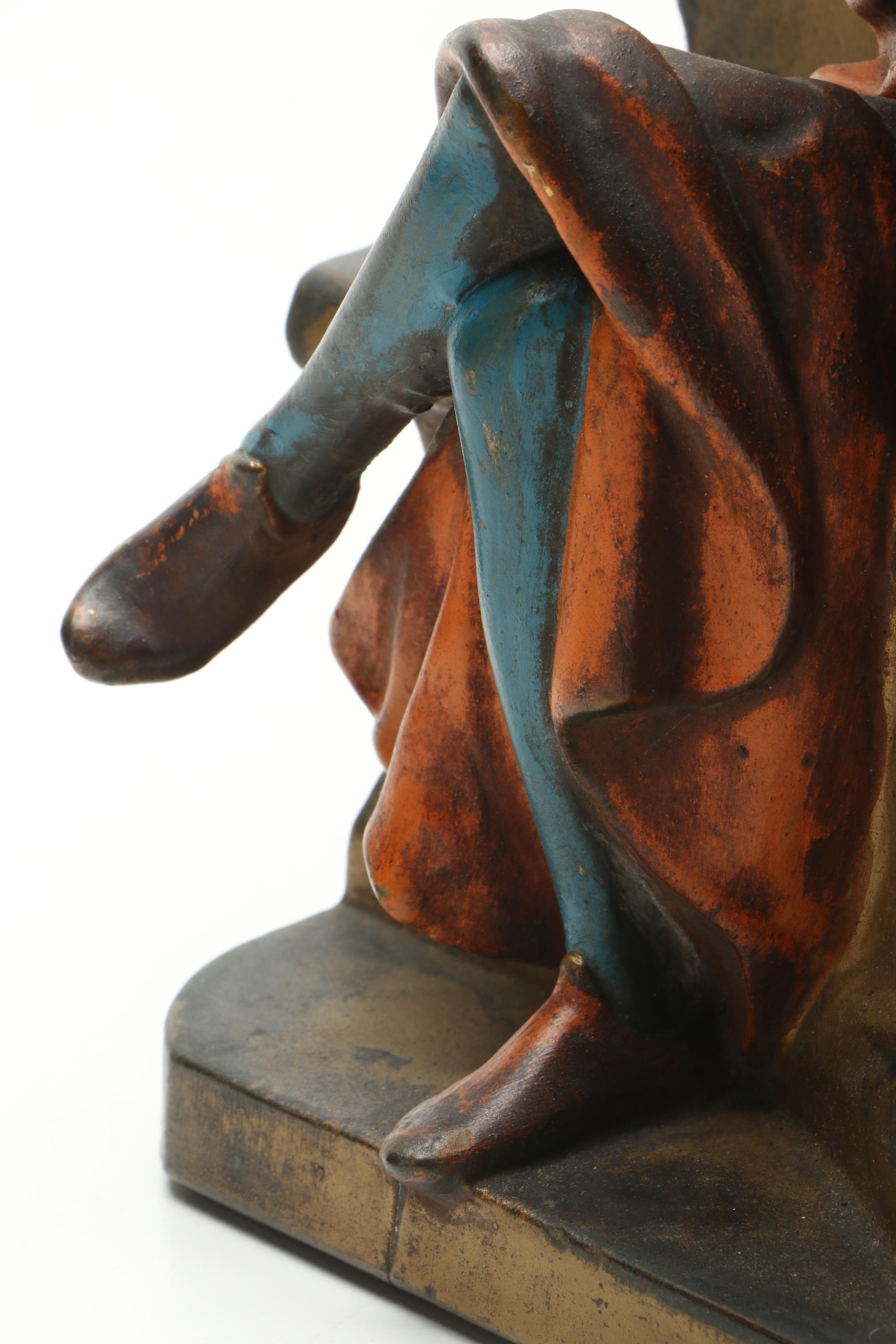 Mid Century P. Mori and Sons Copper Alloy Figure After Mantarani "Dante Sitting"