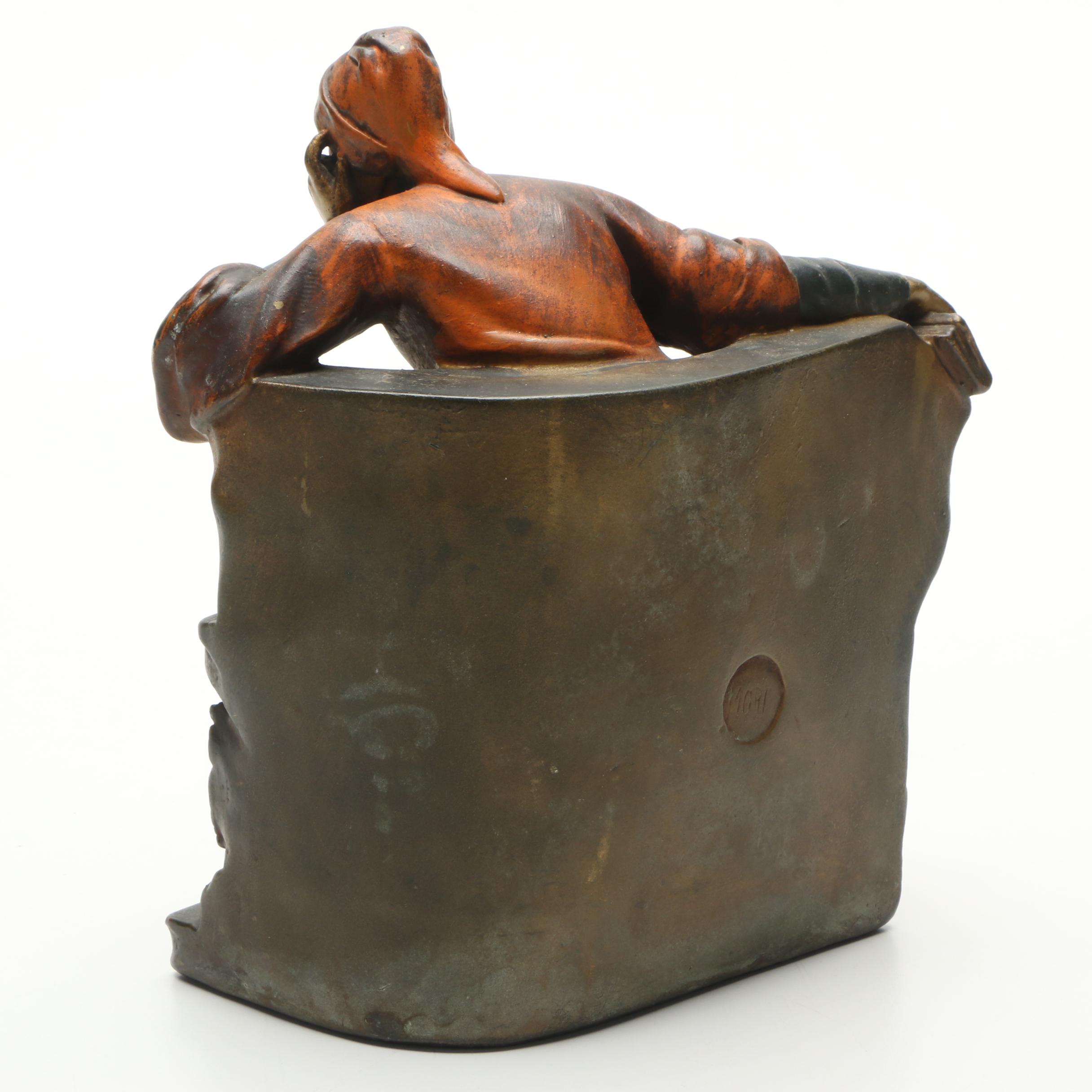 Mid Century P. Mori and Sons Copper Alloy Figure After Mantarani "Dante Sitting"