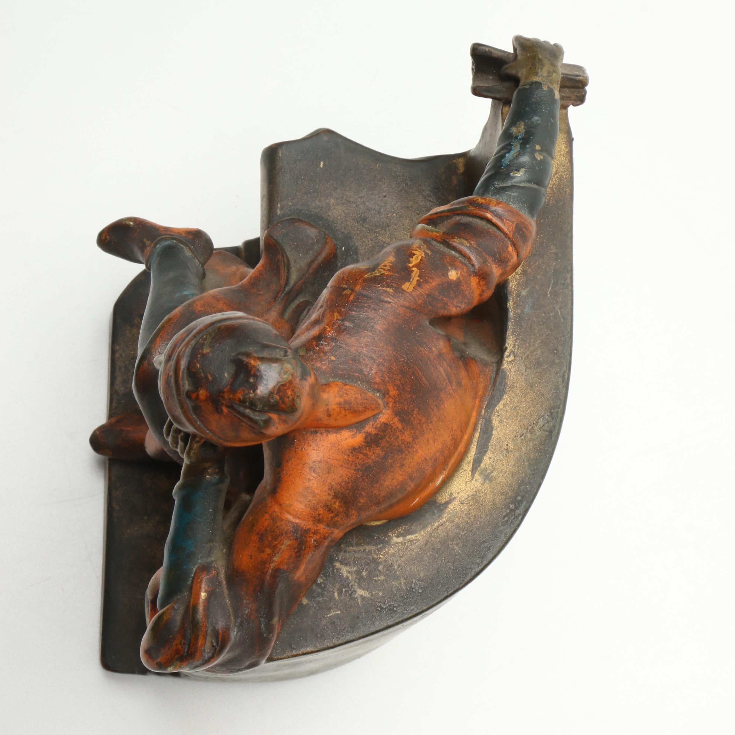 Mid Century P. Mori and Sons Copper Alloy Figure After Mantarani "Dante Sitting"