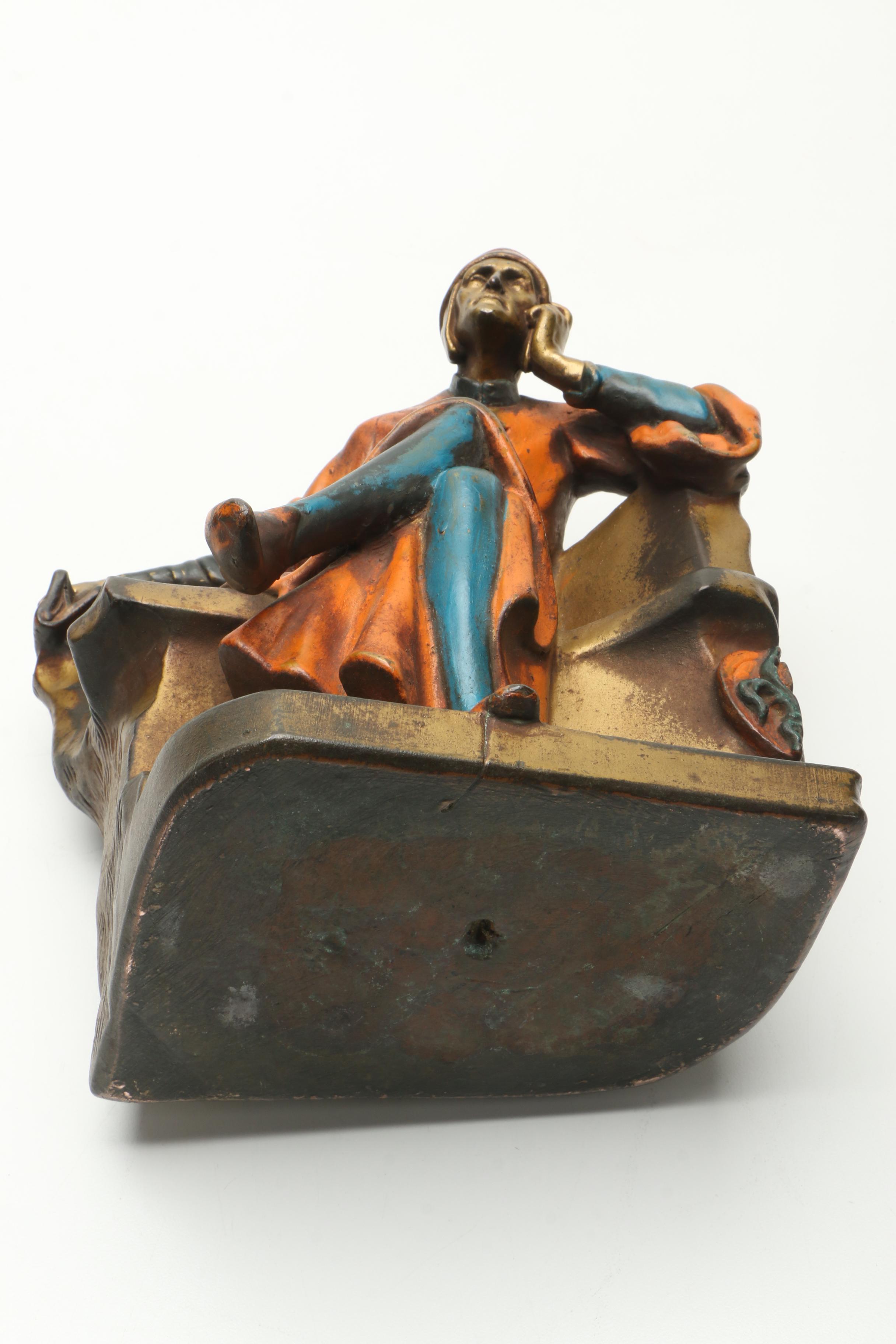 Mid Century P. Mori and Sons Copper Alloy Figure After Mantarani "Dante Sitting"