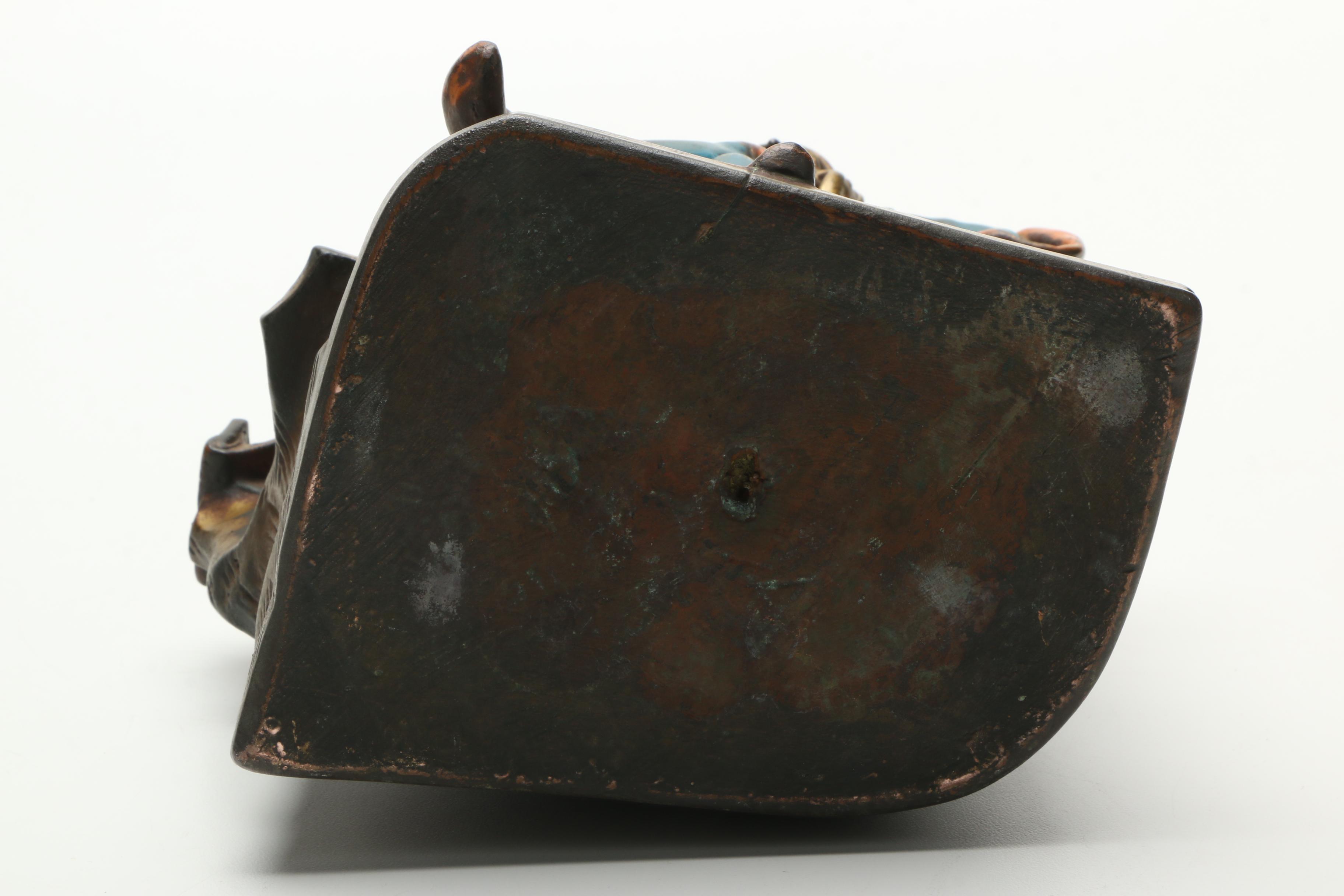 Mid Century P. Mori and Sons Copper Alloy Figure After Mantarani "Dante Sitting"