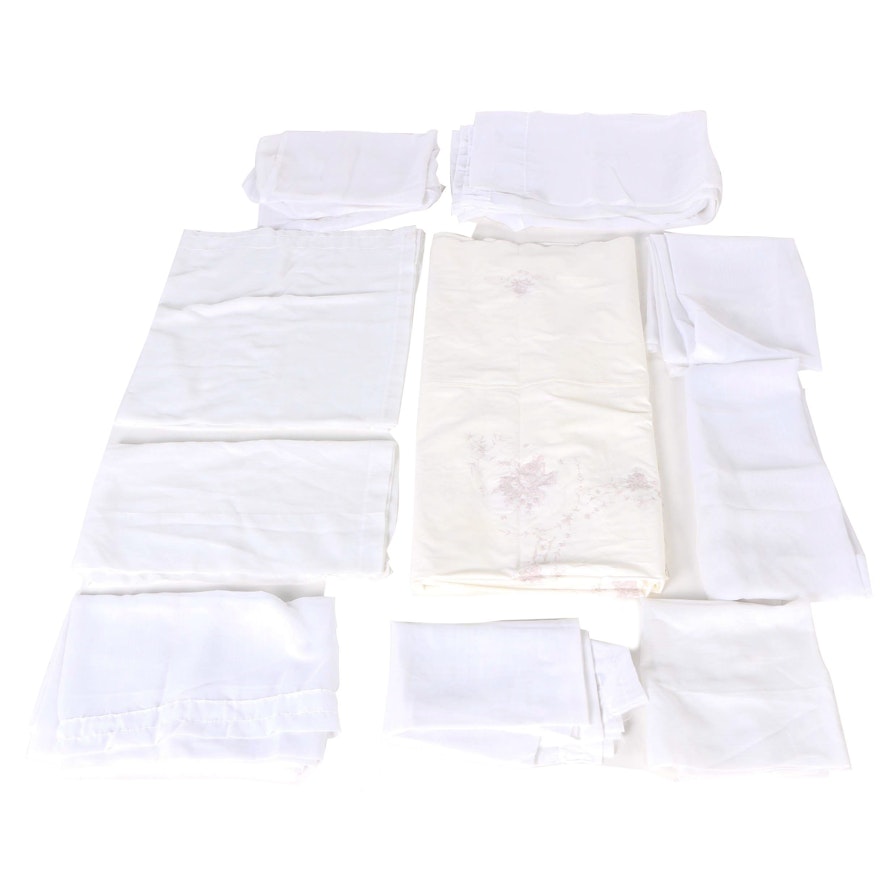 Assortment of White Curtain Sheers and Other linens