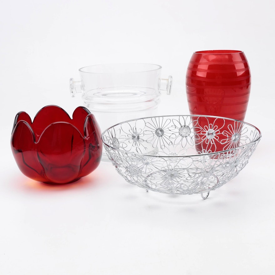 Decorative Fruit Bowl, Vases and Ice Bucket