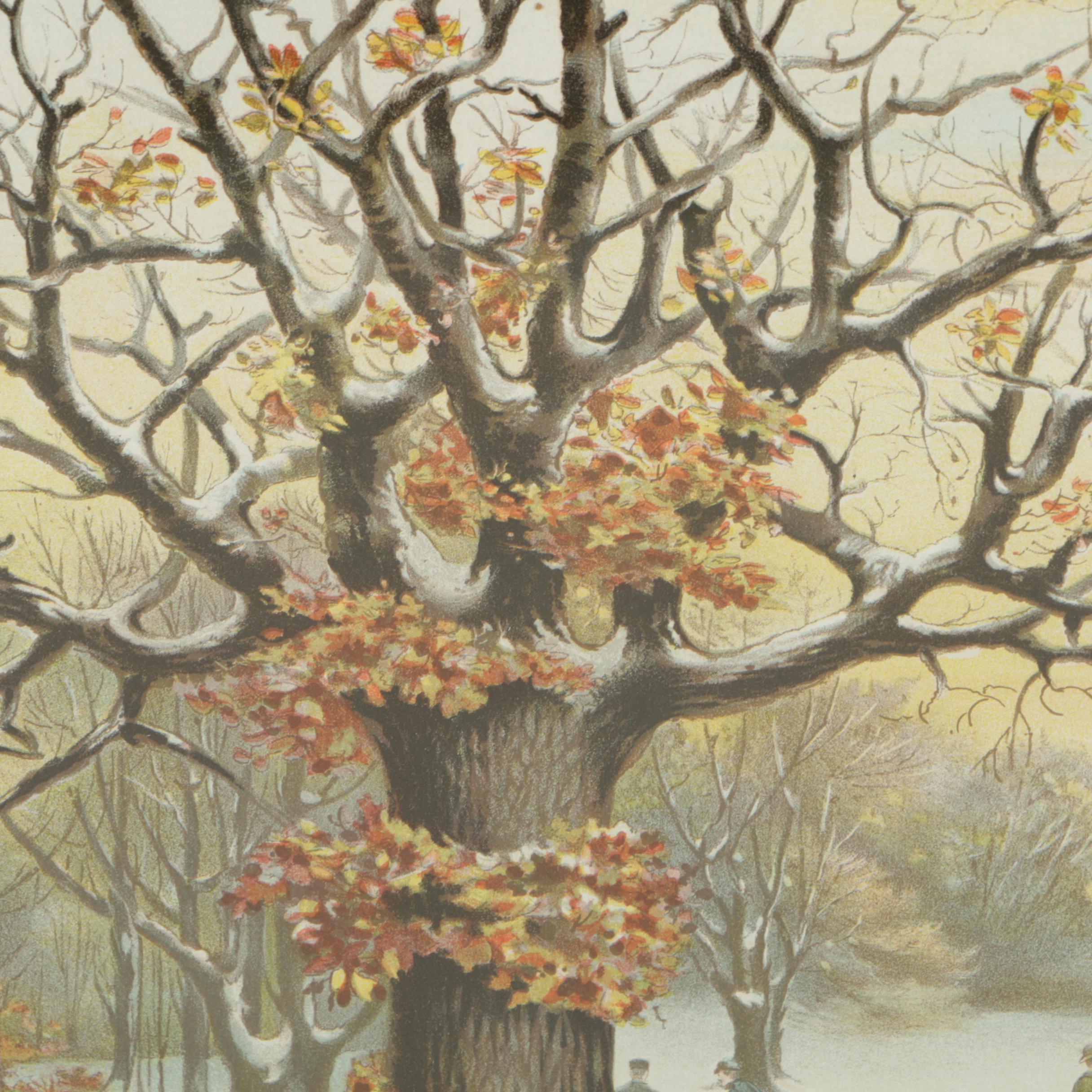 Antique Chromolithograph after George Blair "Winter's Pastime in Lincoln Park"