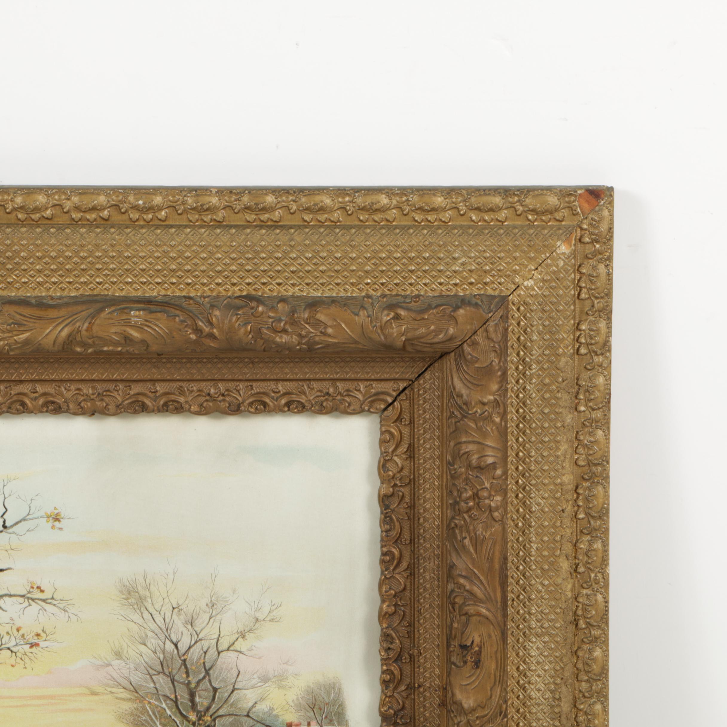 Antique Chromolithograph after George Blair "Winter's Pastime in Lincoln Park"