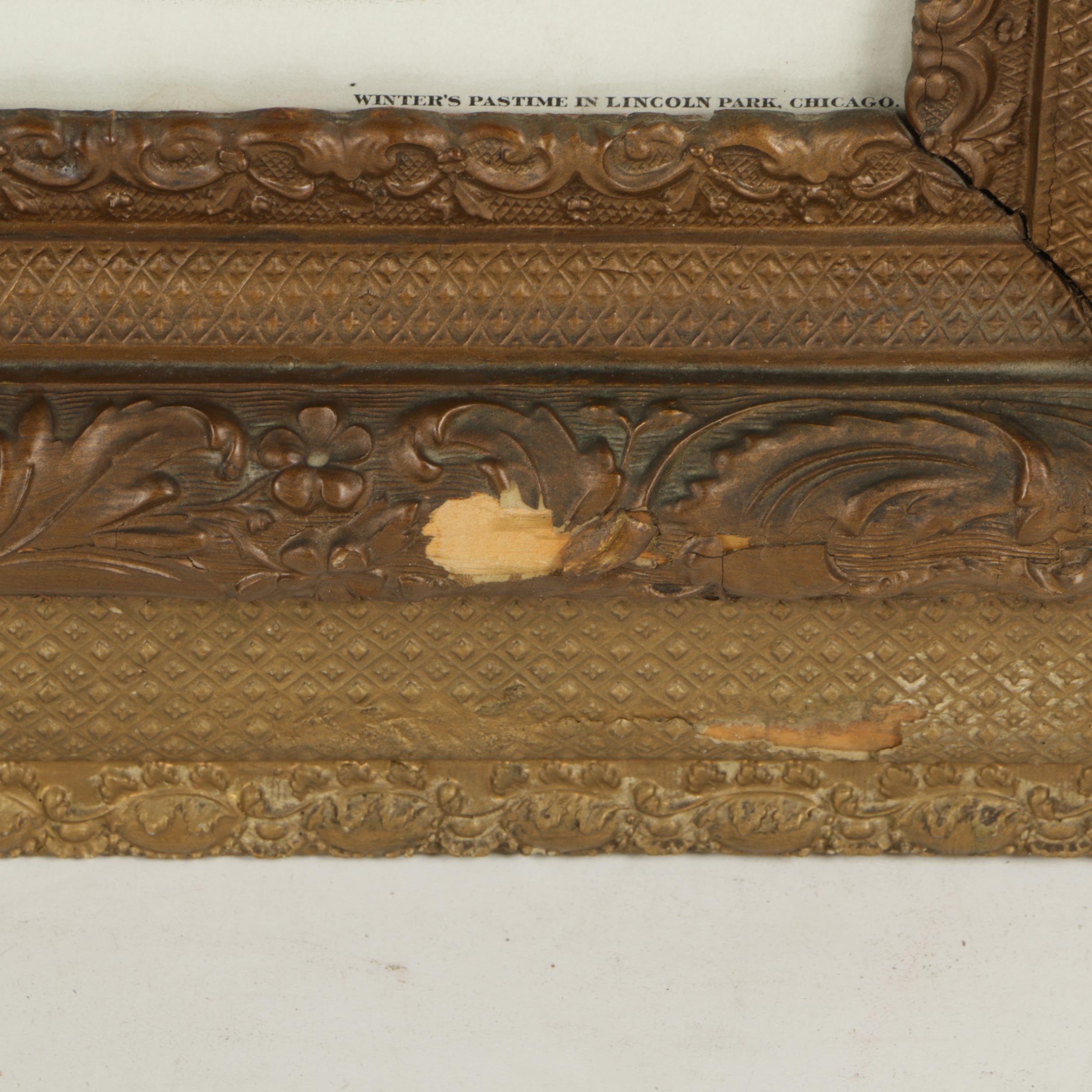 Antique Chromolithograph after George Blair "Winter's Pastime in Lincoln Park"