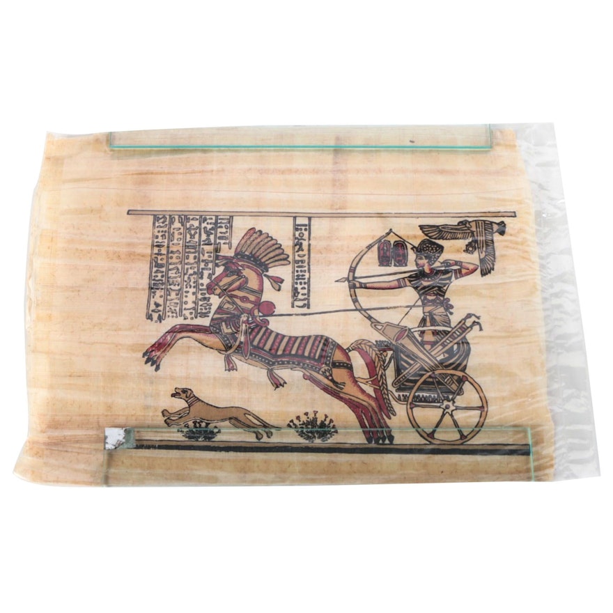 Serigraph on Papyrus of a Chariot Rider