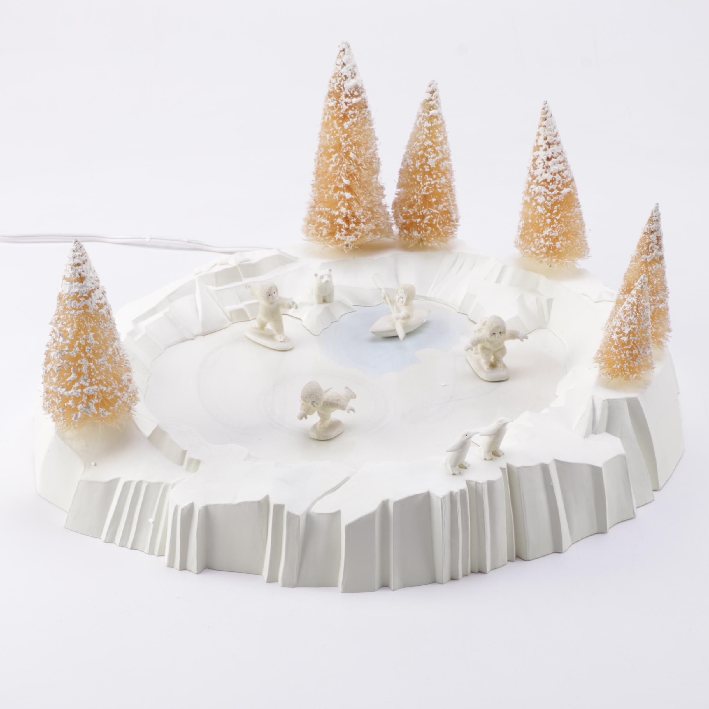 Pair of Department 56 "Snowbabies" Animated Skating Pond