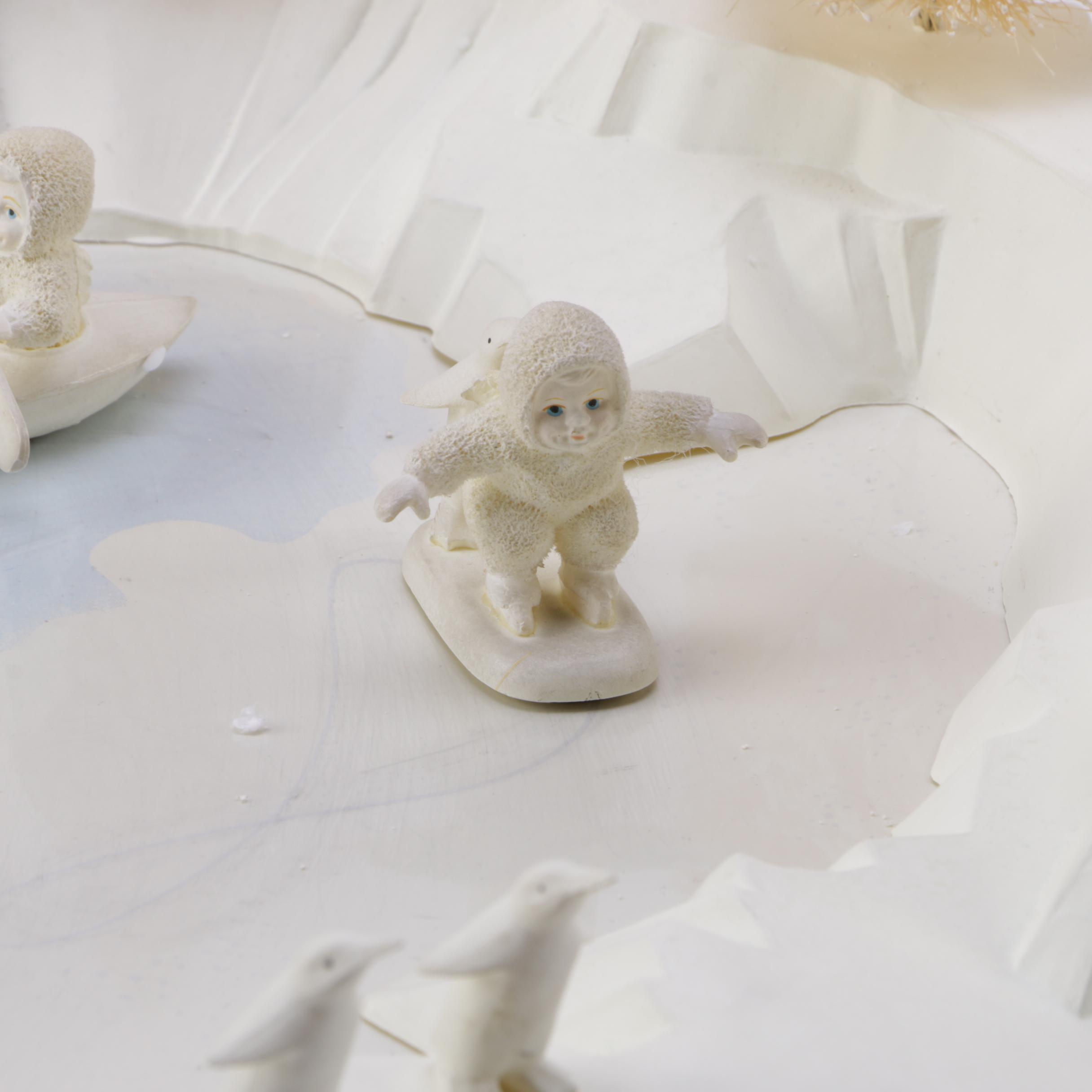 Pair of Department 56 "Snowbabies" Animated Skating Pond