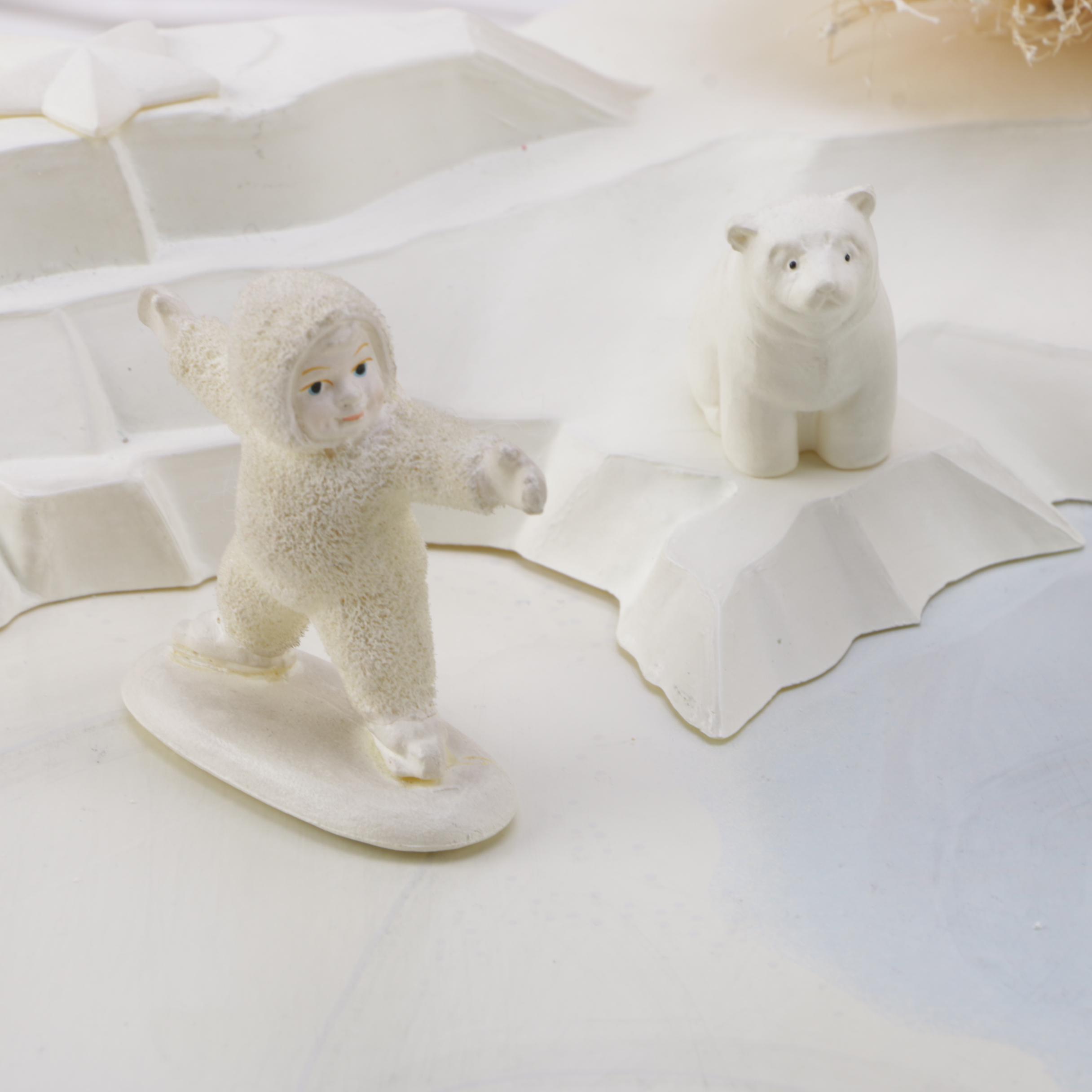 Pair of Department 56 "Snowbabies" Animated Skating Pond