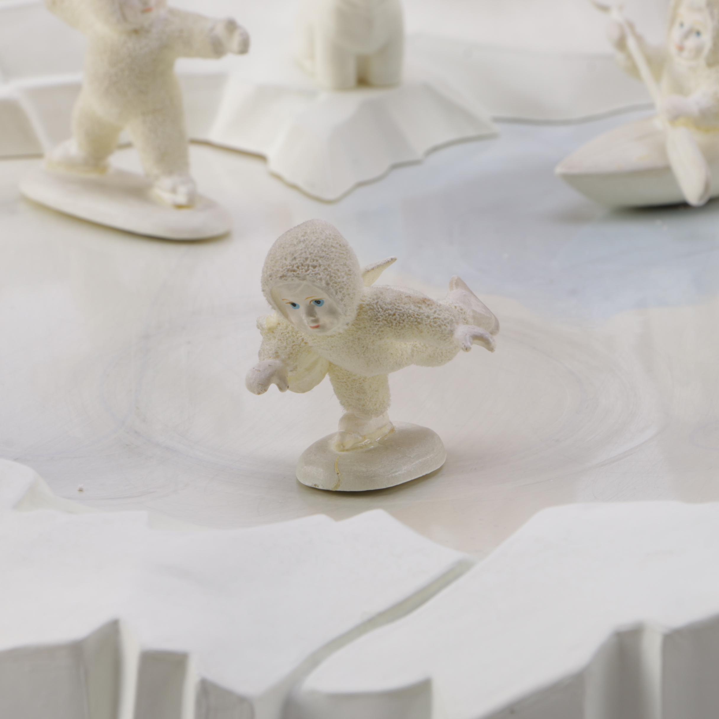 Pair of Department 56 "Snowbabies" Animated Skating Pond