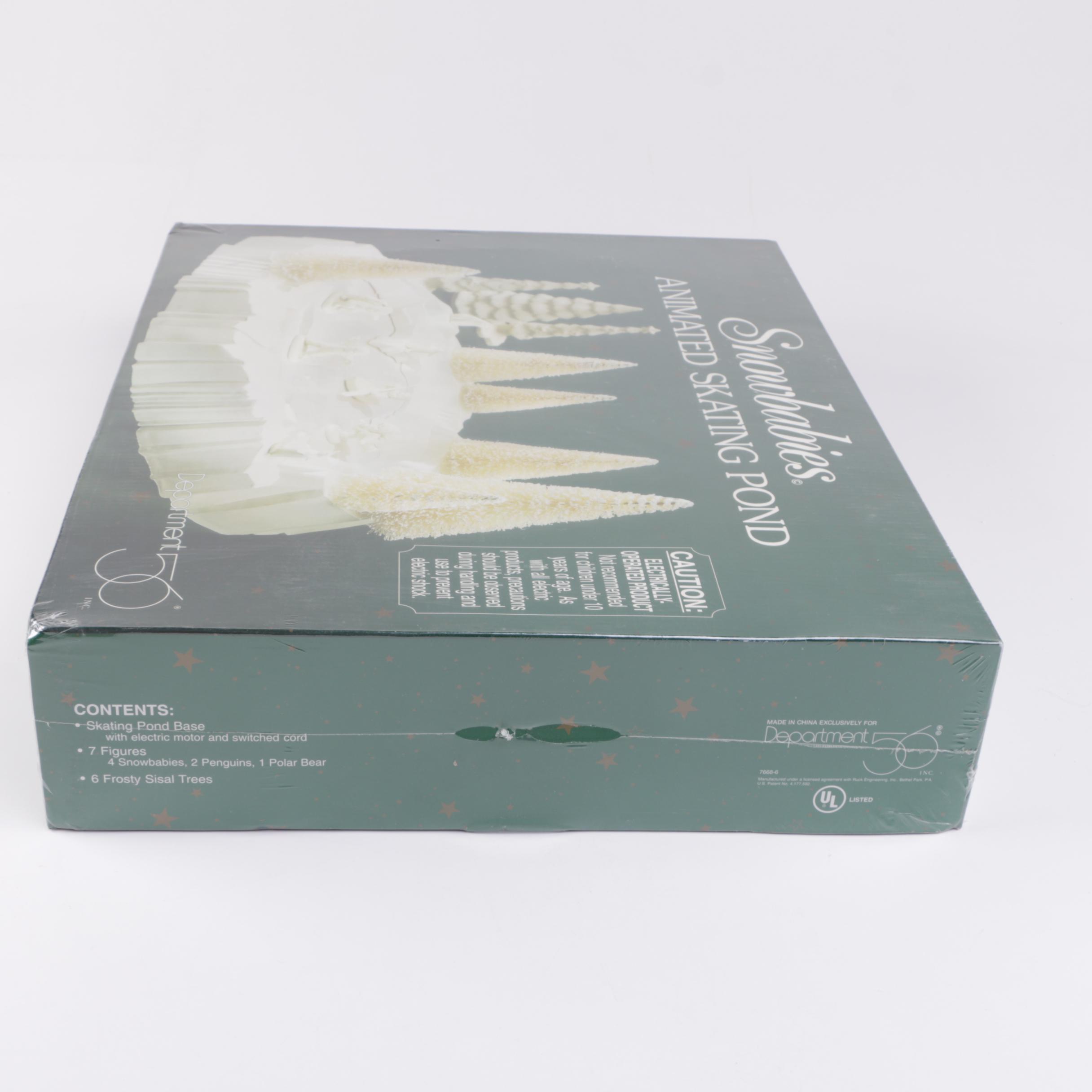 Pair of Department 56 "Snowbabies" Animated Skating Pond