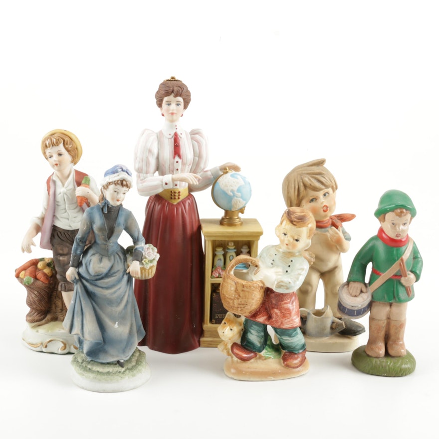Assorted Porcelain Figurines Including Lefton and Avon