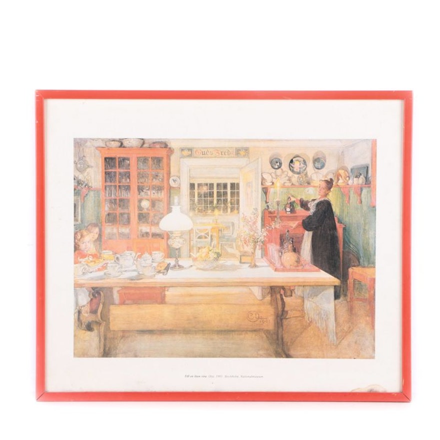 Offset Lithograph After Carl Larsson "Getting Ready for a Game"