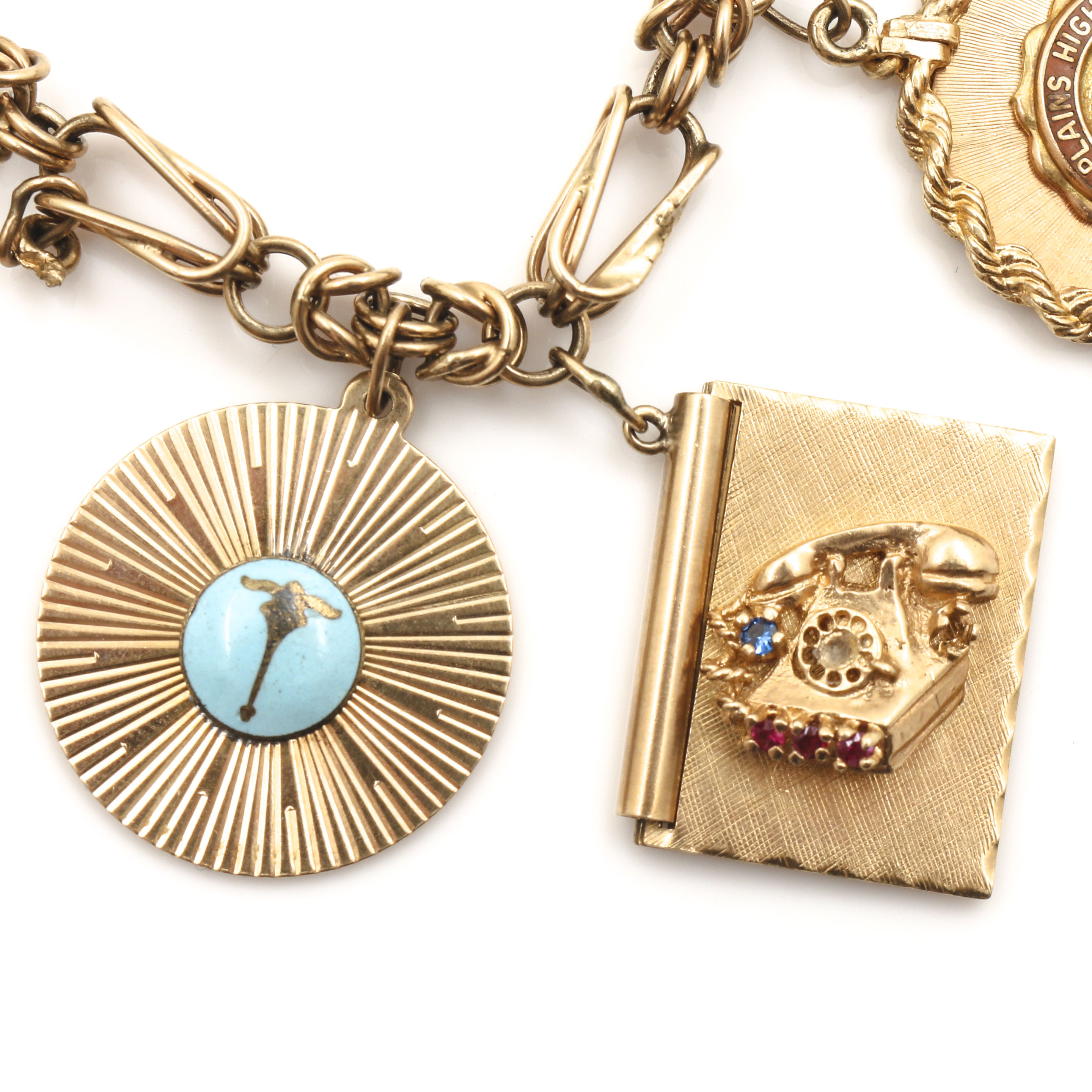 14K Yellow Gold Gemstone Charm Bracelet