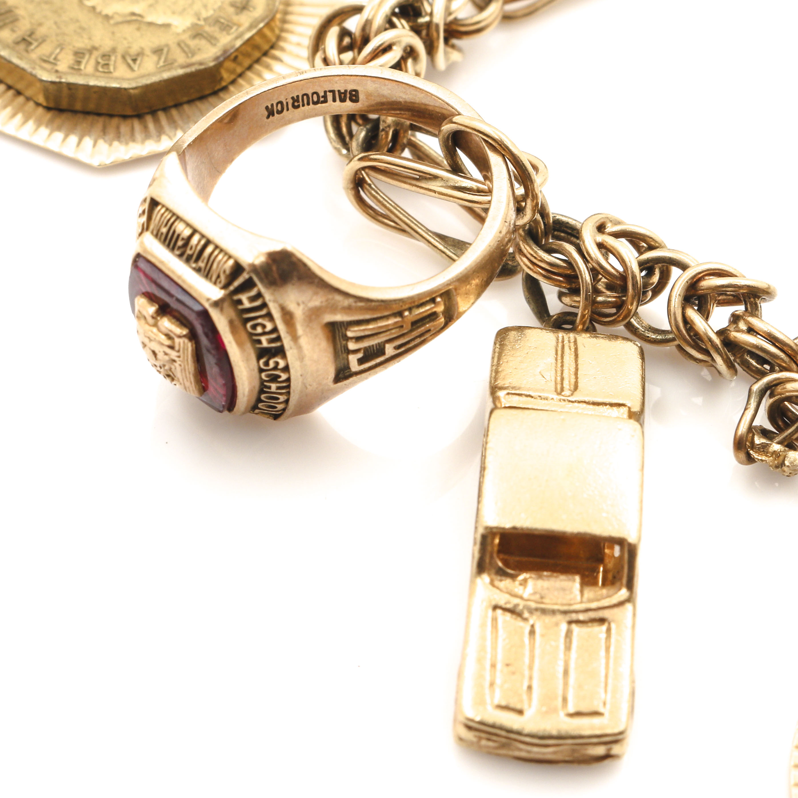 14K Yellow Gold Gemstone Charm Bracelet