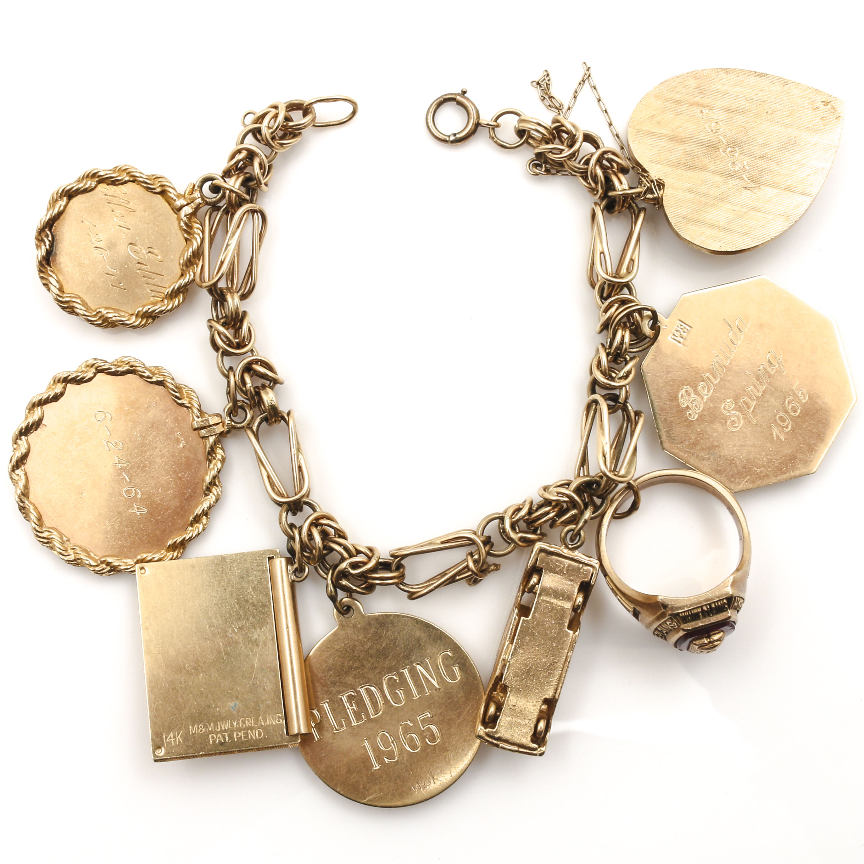 14K Yellow Gold Gemstone Charm Bracelet