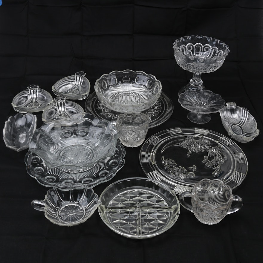 Collection of Pressed Glass Serveware