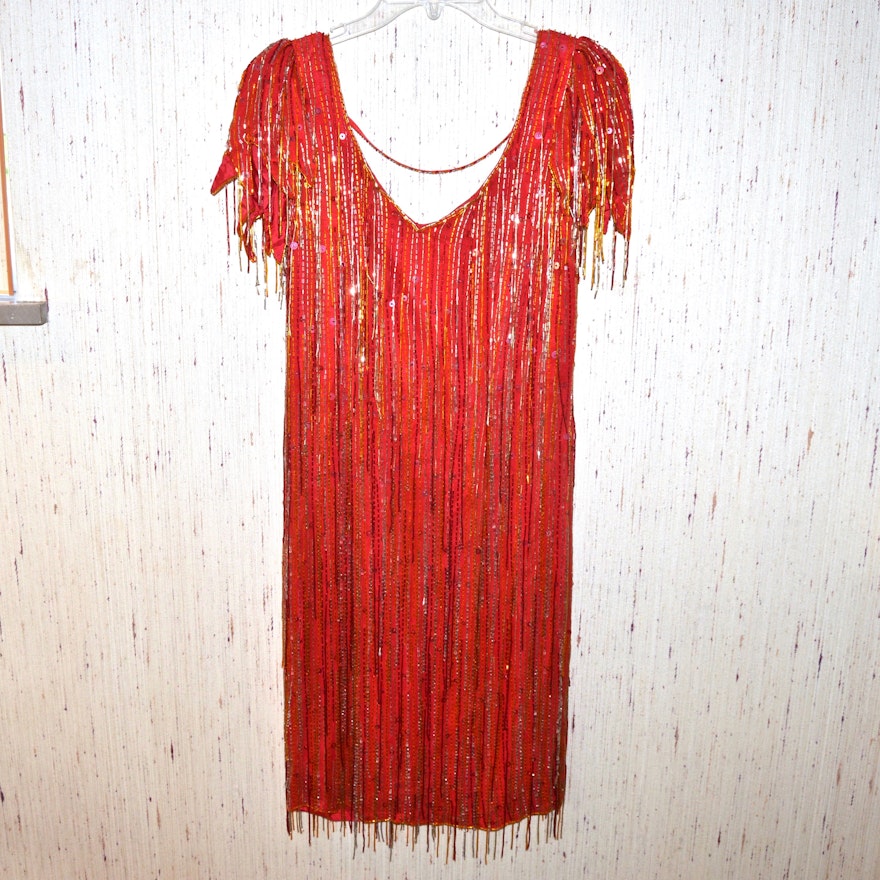 Lillie Rubin Dress with Beaded Fringe