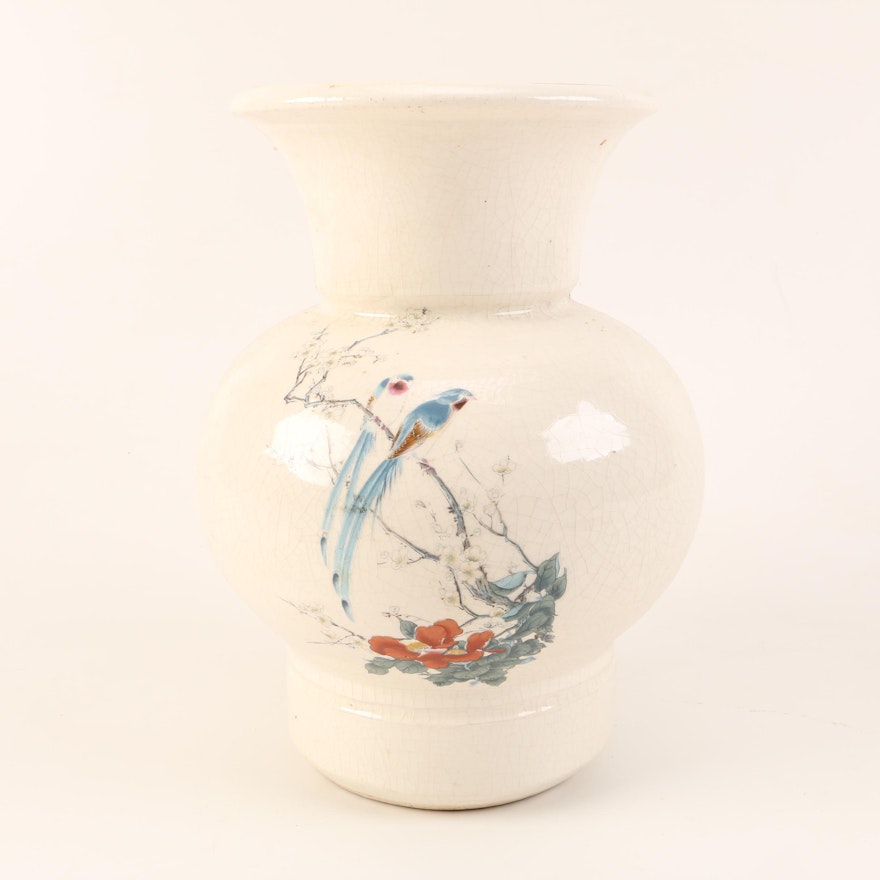 Hand-Painted Off-White Vase